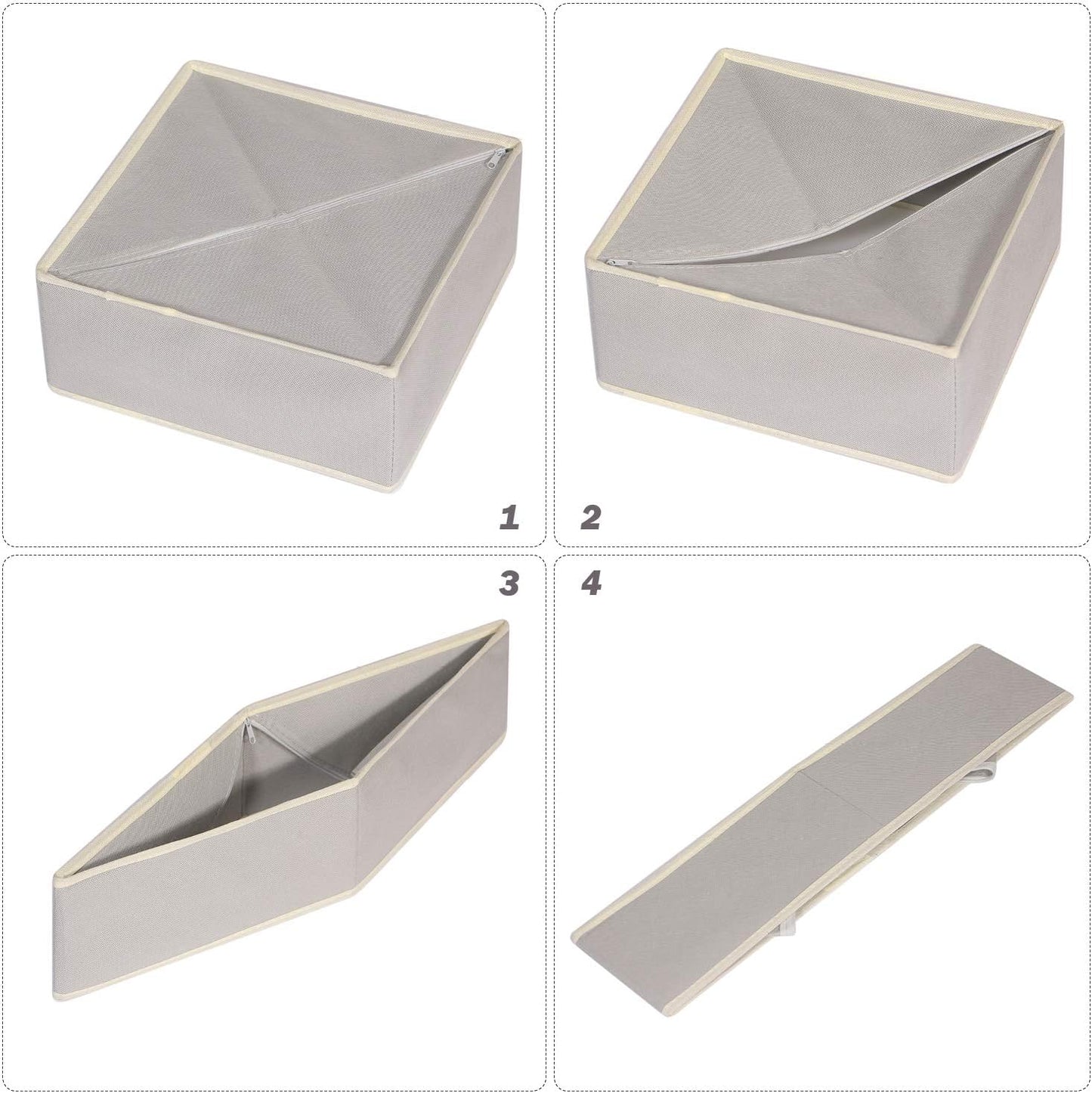 DIOMMELL Set of 4 Foldable Cloth Storage Box Closet Dresser Drawer Organizer Fabric Baskets Bins Containers Divider for Clothes Underwear Socks Lingerie Clothing, Grey 40-0000