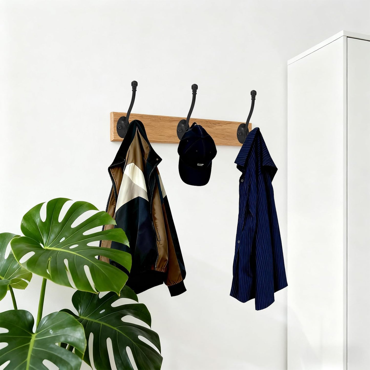 8 Pack Heavy Duty Wall Hooks for Hanging, Metal Coat Hooks Wall Mount, Easy to Install, Ideal for Living Room, Bathroom, Kitchen, Bedroom (Black)
