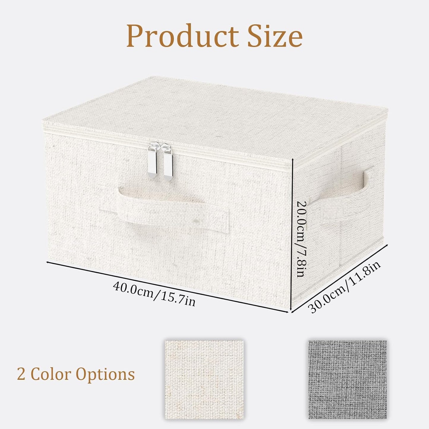 Underbed Storage Cube, Closet Organizer with Lid, Foldable Home Container Bags for Organizing Clothes, Shoes, Blankets, Pillows, 15.7x11.8x7.8Inches, Beige, 2 Pack