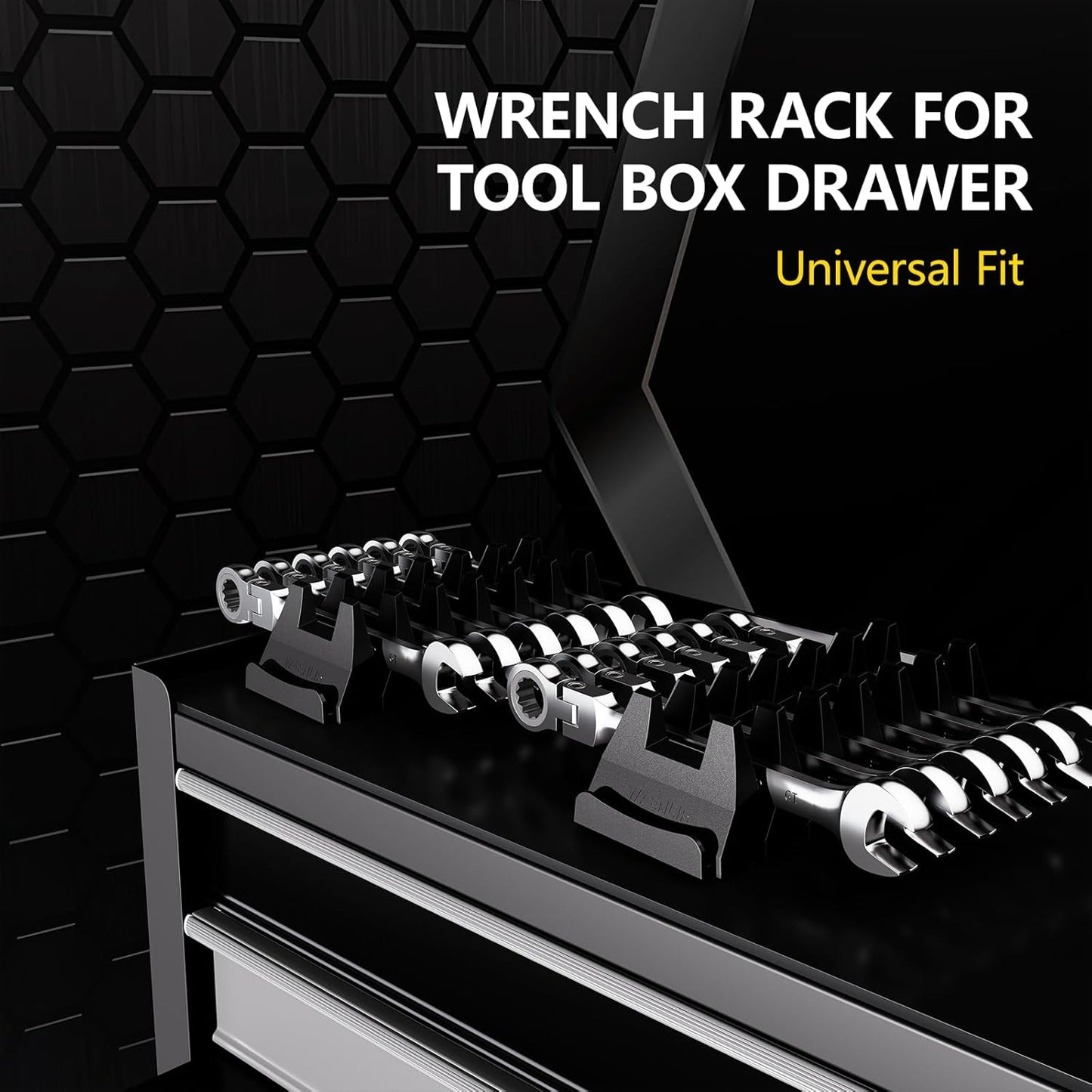 12PCS Magnetic Modular Wrench Organizer Set - Tool Drawer Storage Rack with Metric & SAE Labels, Wrench Holder with Magnet, Perfect Tool Gift for Men, father, boyfriend, DIYers & Mechanics (Black)