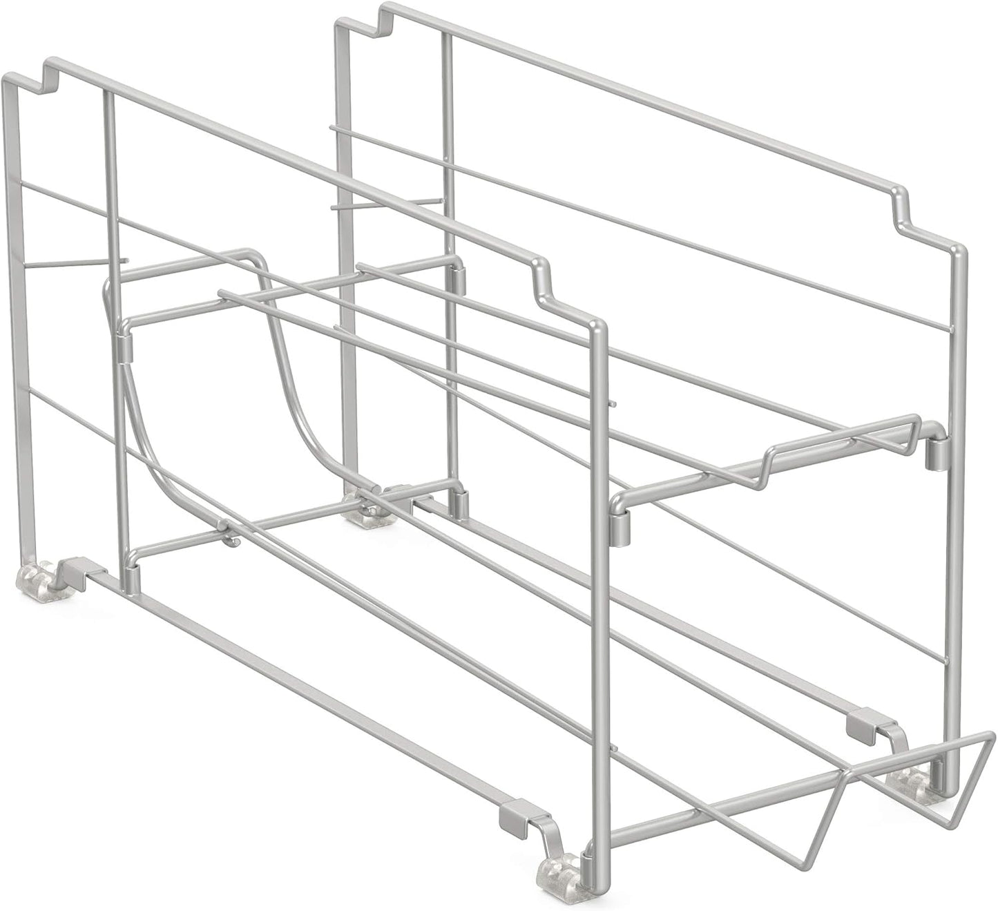 Simple Houseware Stackable Front Loading Beverage Can Dispenser Rack, Silver - 2 Pack
