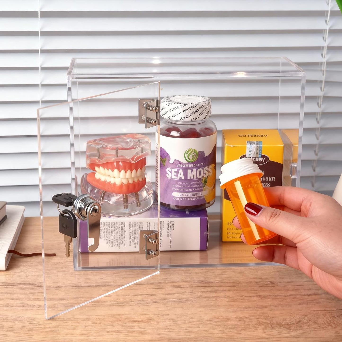 Acrylic Transparent Medicine Box,Medication Lock Box, Clear Medicine Storage Organizer & First Aid Box, for Home & Travel(Clear)