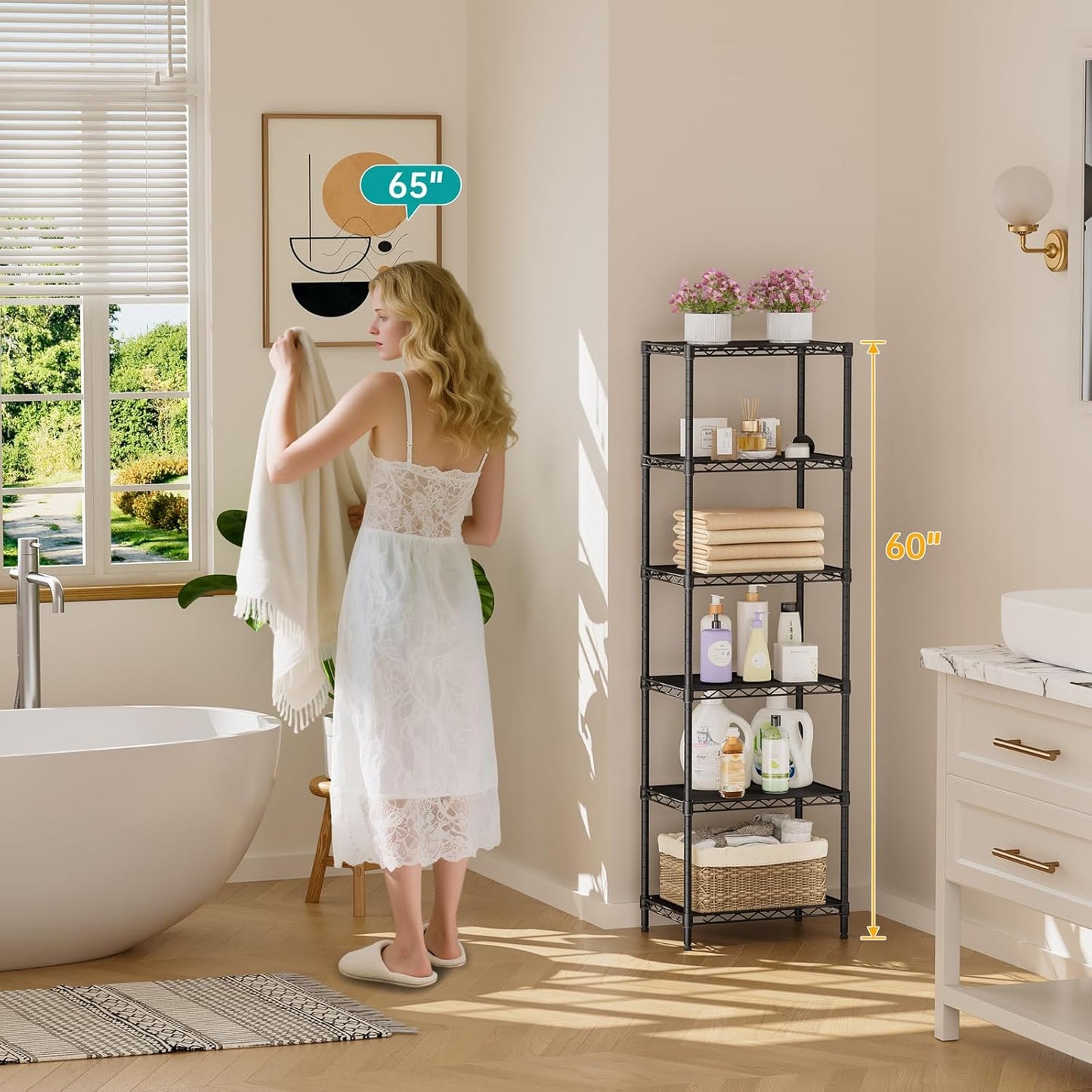 SINGAYE Shelf Closet Wire Shelving:Adjustable Metal Unit for Laundry Room Organization Bathroom Kitchen Home Storage Small Pantry Rack Shelves