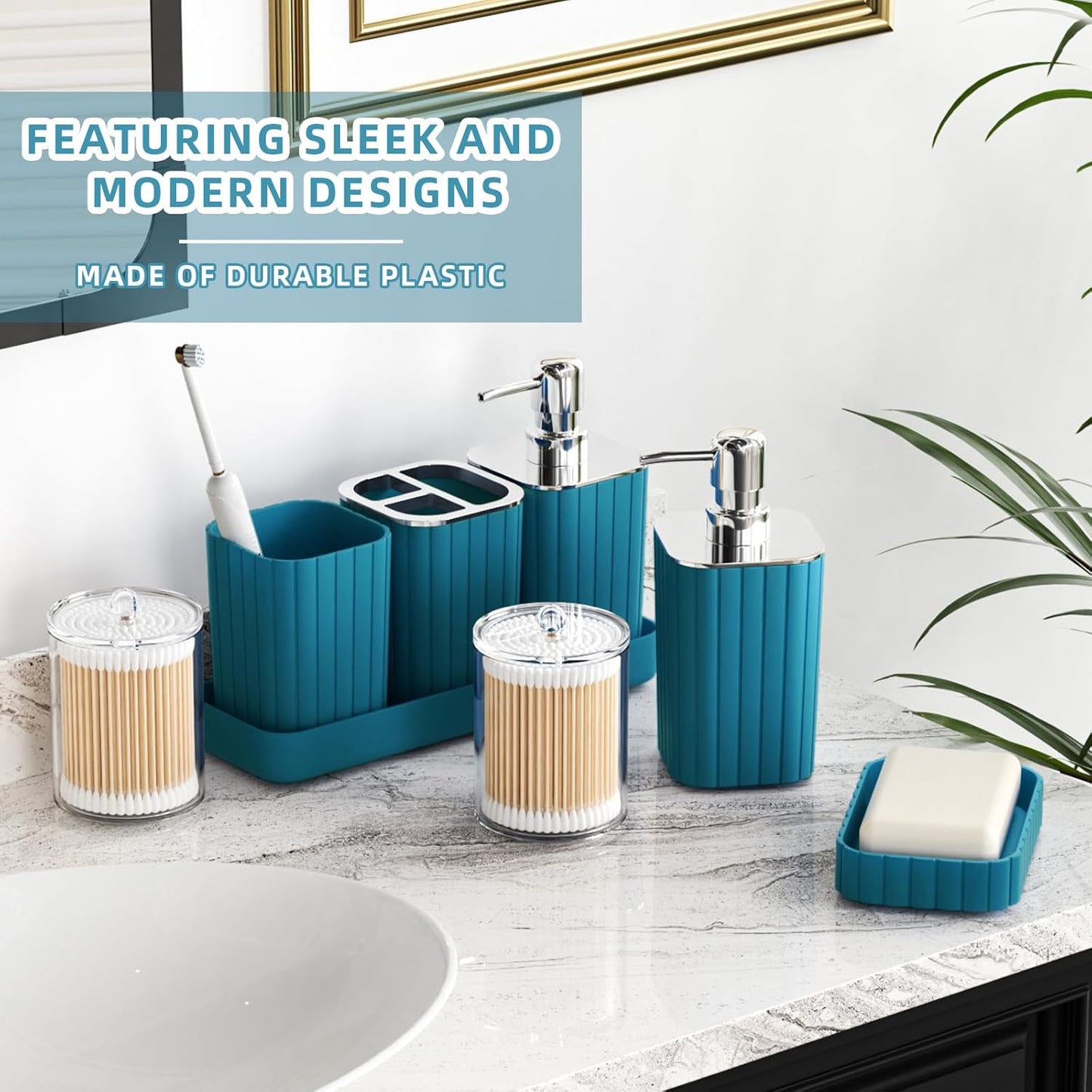 Bathroom Set - 28PC Gorgeous Teal Bathroom Set with Shower Curtain, Bathroom Accessory Set, Bathroom Sets with Shower Caddy