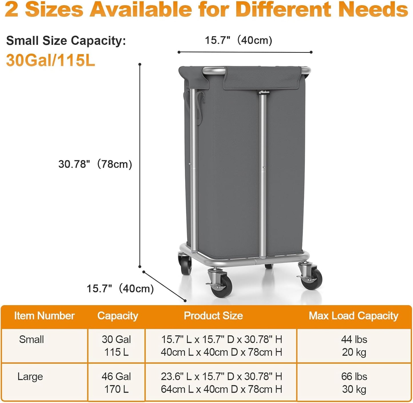 115L Laundry Basket with Wheels, 30 Gal. Rolling Laundry Hamper, Removable and Machine Washable Liner, Steel Frame, Tall Laundry Cart for Laundry Room, Bedroom, Bathroom, Dorm Storage -Gray