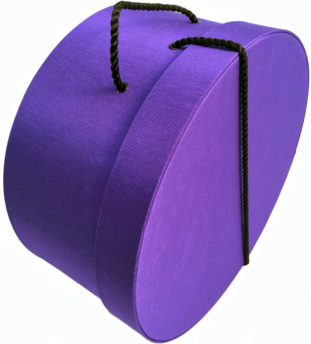 Sarah's Hat Boxes Classic Dark Purple Hat Box โ 14.75" x 7.5" (Dia. x Ht.) Handmade in USA โ Odorless Non-Toxic Adhesive, Cording Handle โ Premium Storage for Hats & Accessories