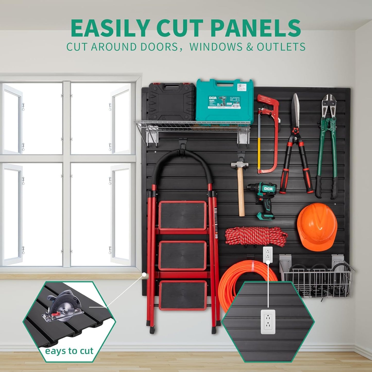 Slat Wall Paneling Garage Slat Wall Storage Systems, Slatwall Panels 4'x8' Slate Board Tool Organization, PVC Panels Organizer Black Slatwall Garage Storage & Organization Products