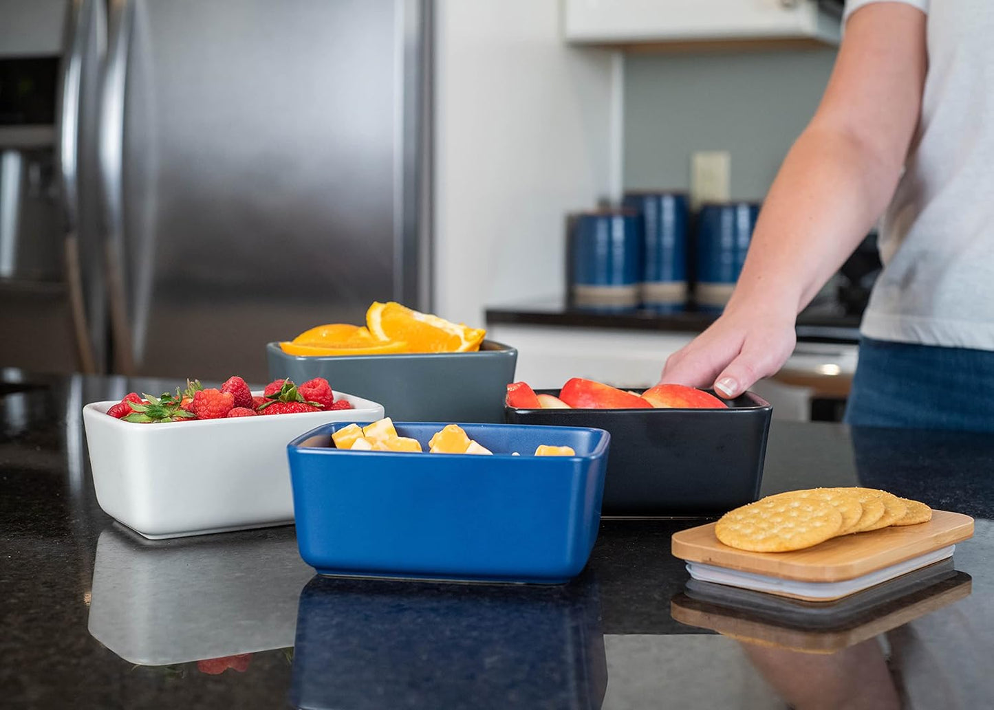 Nat & Jules Ceramic Stoneware 1/2 Pound, 2 Sticks Butter Dish with Airtight Bamboo Lid, Kitchen Accessory, Container Holder, Refrigerator Storage and Countertop Organization, Matte Black