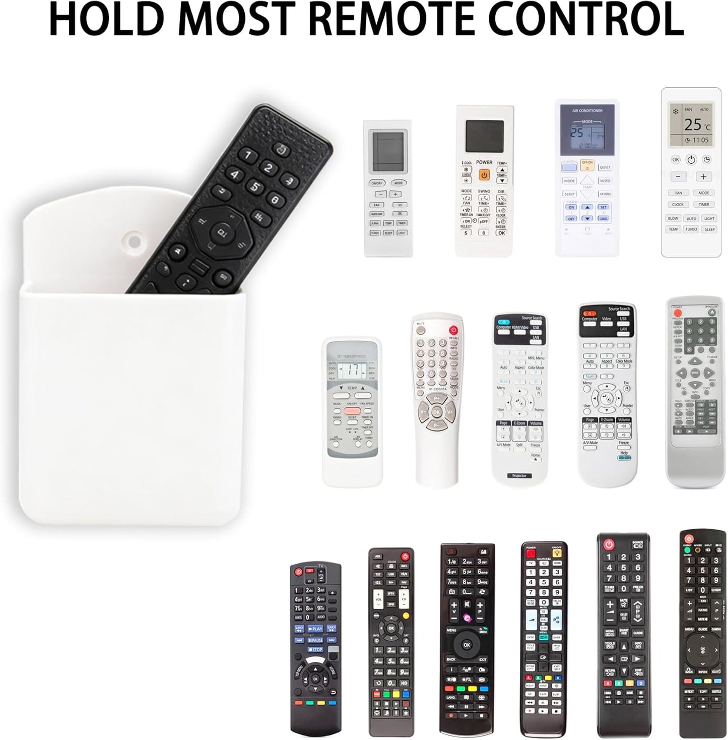 Pack of 4 Self Adhesive TV Air Conditioner Remote Control Holder Wall Mount Storage Box Organizer