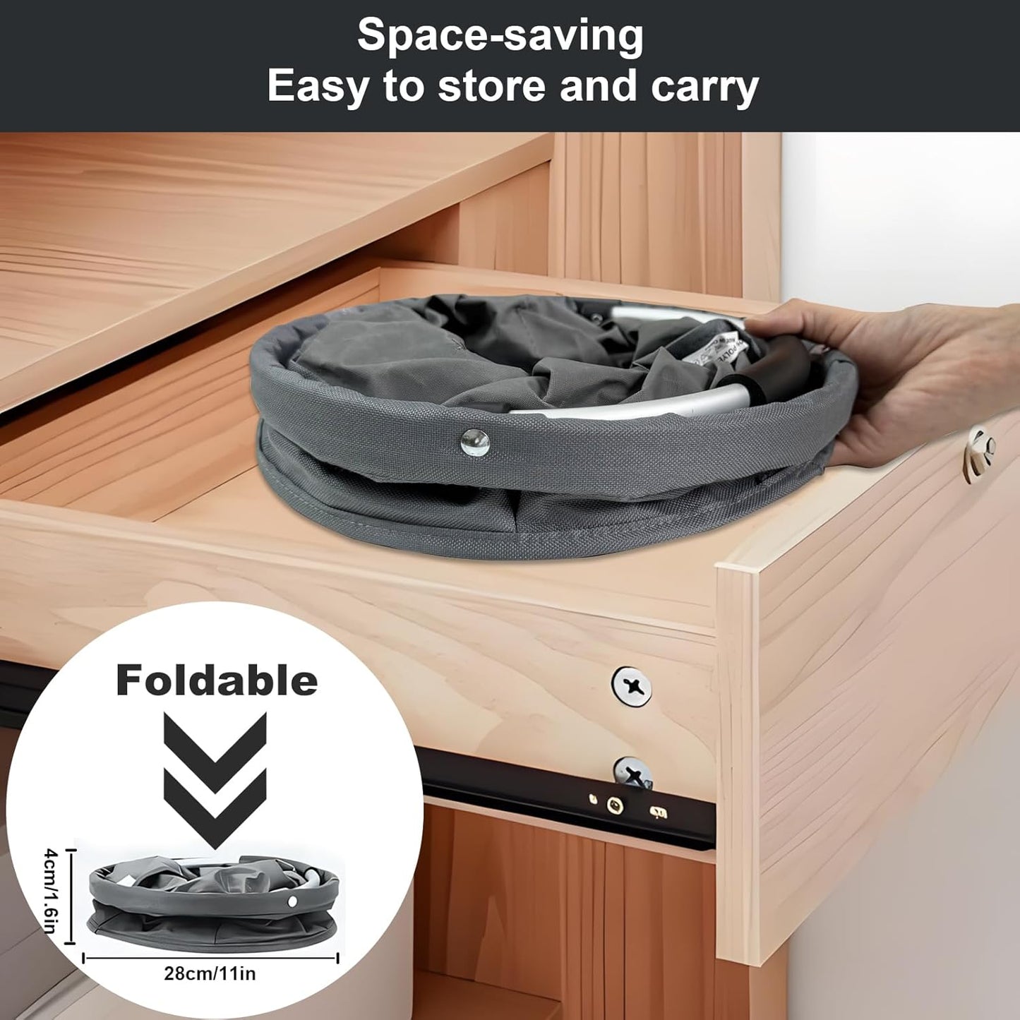 17L Cleaning Caddy with Handle, Cleaning Supplies Organizer, Foldable Storage Basket, Cleaning Supply Caddy, Portable Multi Cleaning Bucket Bag for Home, Garden (Grey)
