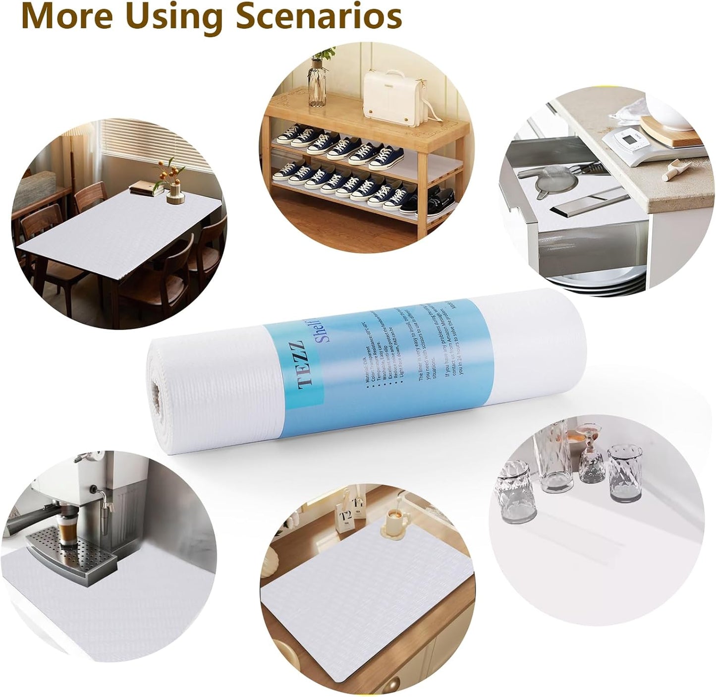 Shelf Liner, 14 Inches x 40 FEET Non-Slip Kitchen Cabinet Liner, Washable Oil-Proof Non-Adhesive Contact Paper for Kitchen Drawer, Cabinet, Shelves, Cupboard, Refrigerator, Storage, Desks, Countertop