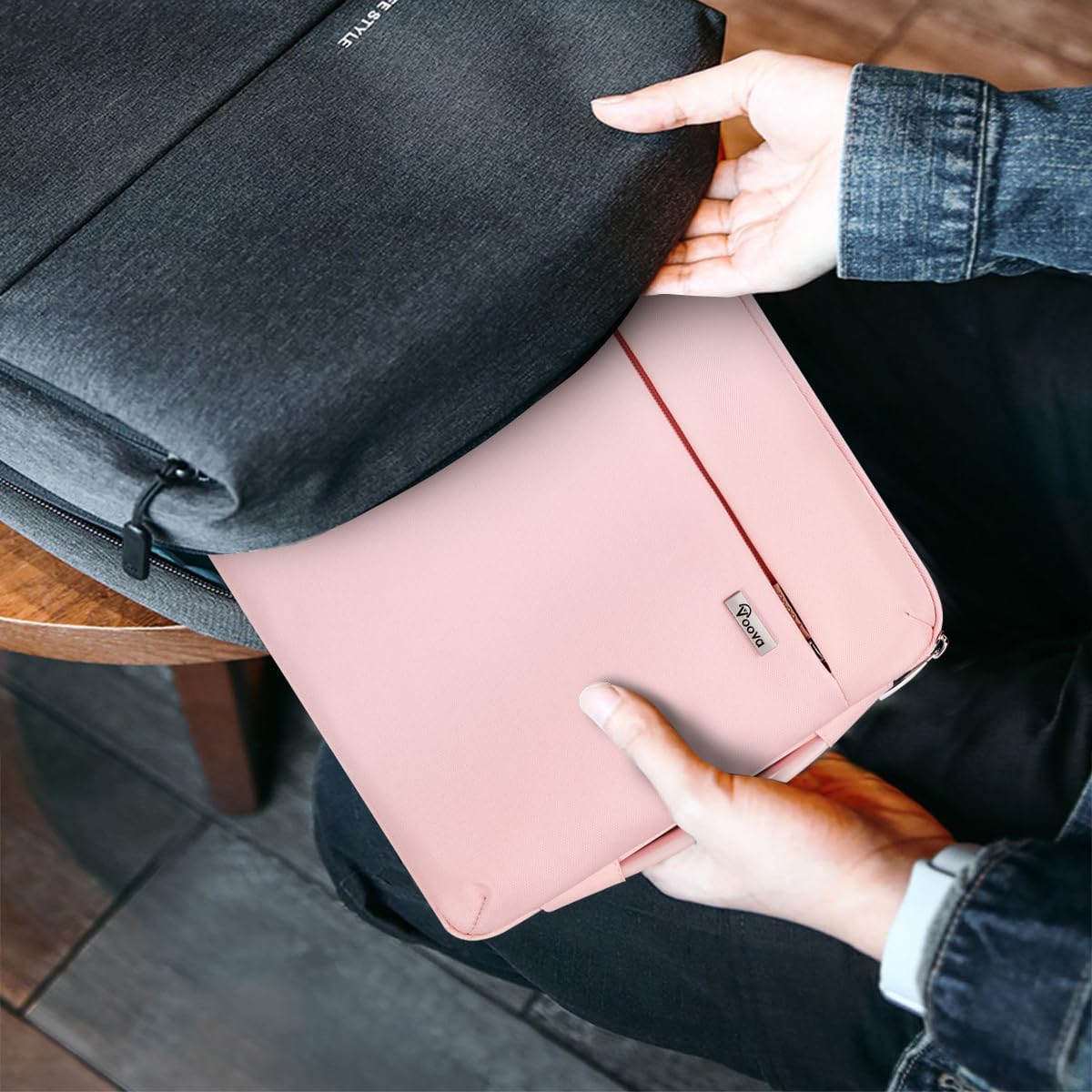 Voova Laptop Sleeve Case 15.6 16 Inch with Handle, 360° Protective Waterproof Slim Computer Bag Cover Compatible with MacBook Pro M2/M3/M4 16, HP Acer Lenovo Yoga ThinkPad Asus Laptop, Women, Pink