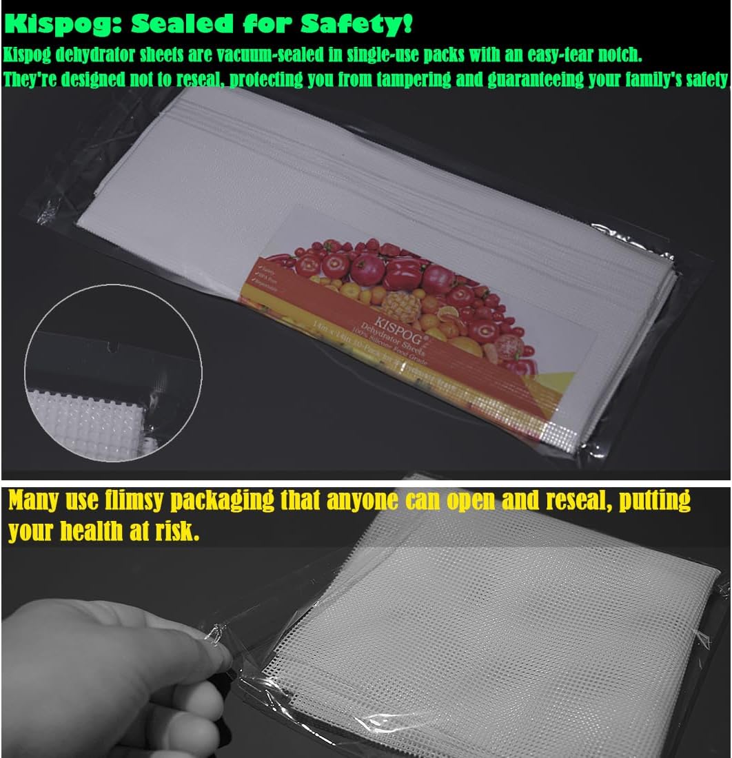Mesh Silicone Dehydrator Sheets, 11x11 in 10 Pcs/Sets for Food Dehydrator & Freeze Dryer (11x11 INCH Mesh Silicone Dehtdrator Sheet)