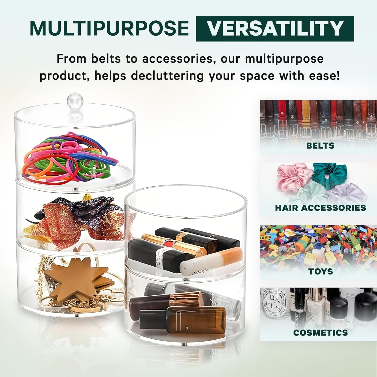 Acrylic Belt Organizer, 4-Layer Transparent Closet Accessories Organizer for Jewelry, Watches, Bracelets, Rings, Cosmetics