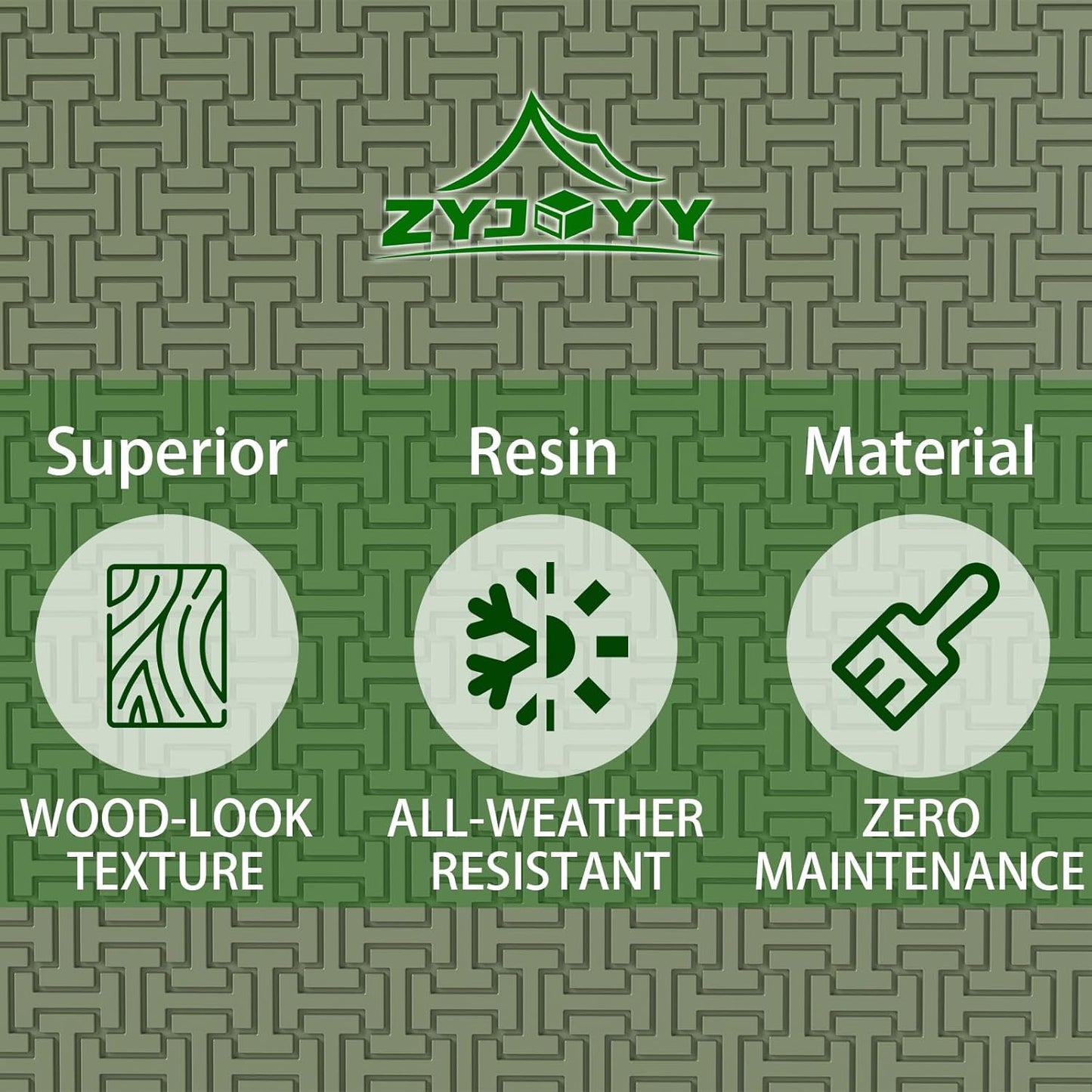 ZYJOYY Outdoor Storage Box, 90 Gallon Deck Box, Waterproof Resin Storage Bin for Patio Cushions, Gardening Tools, Lockable, UV Resistant,Olive Green