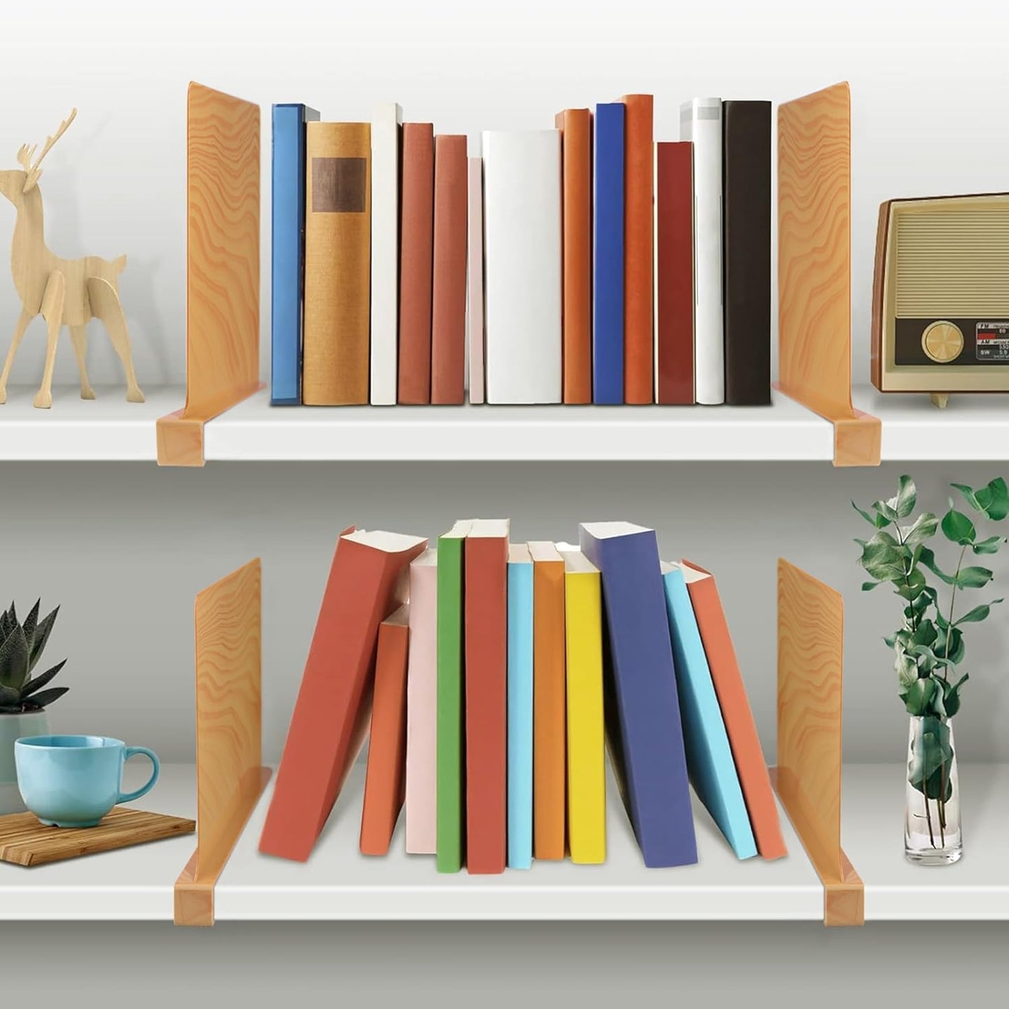 Shelf Dividers for Closet Organization 8 Pack Closet Shelf Divider Closet Dividers for Shelves Shelf Organizer for Closet Shelf Organizer for Wood Closet -Natural