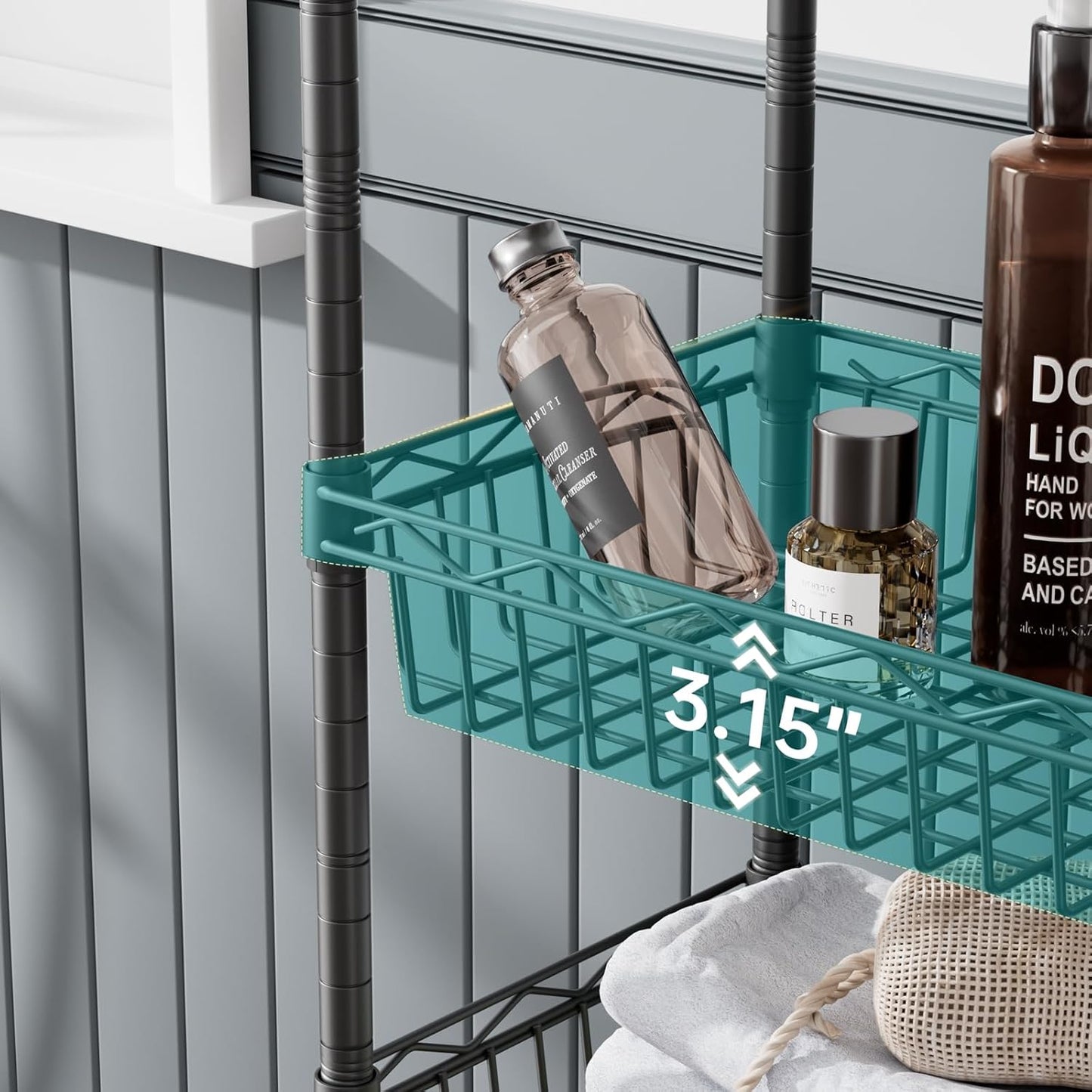 SINGAYE Shelf Closet Wire Shelving:Adjustable Metal Unit for Laundry Room Organization Bathroom Kitchen Home Storage with Wheels Pantry Rack Shelves
