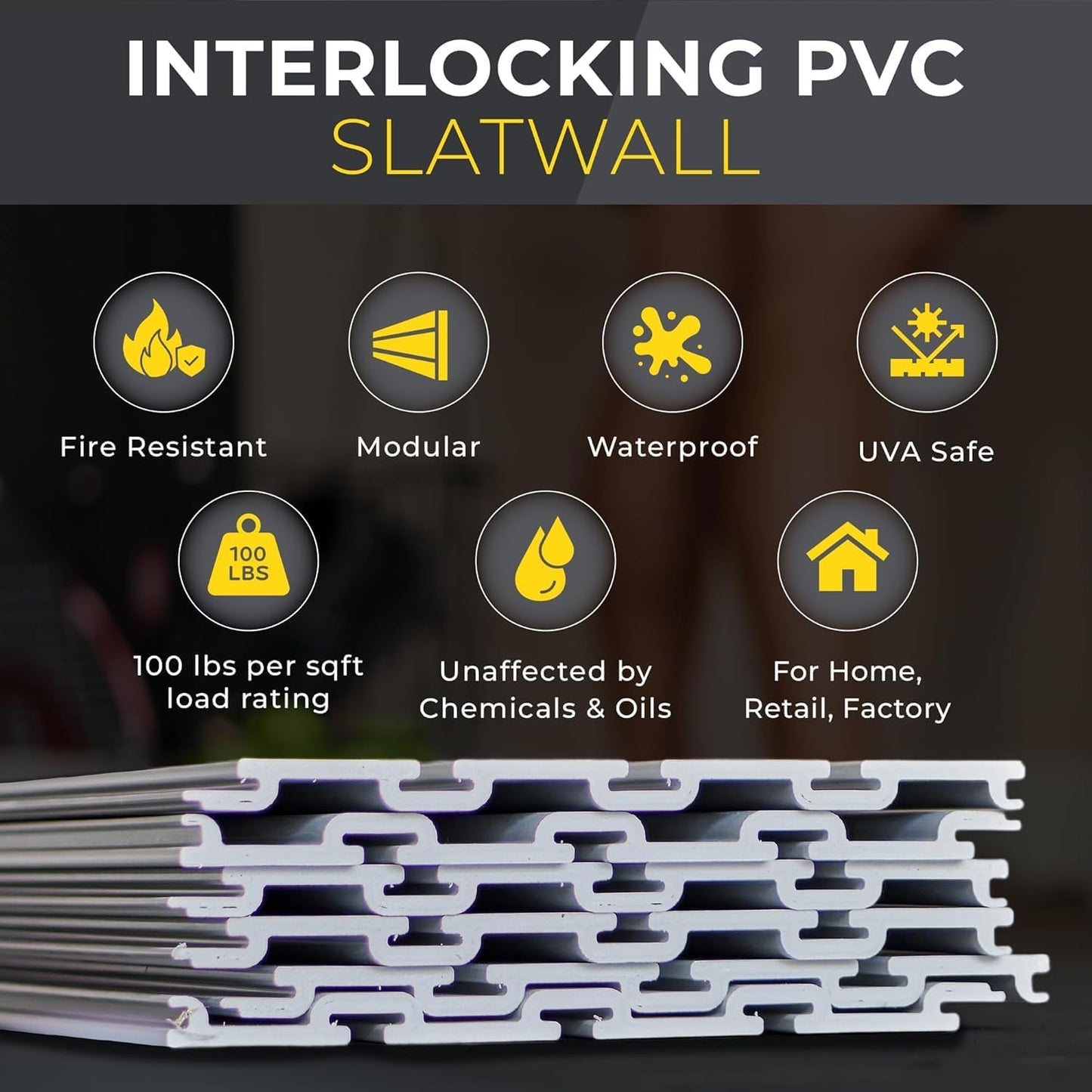 DLDIRECT 36" X 48" - White Slatwall Panel Garage Organizer: Heavy Duty Wall Mounted PVC Rack, Interlocking Slat Paneling for Garage Storage, Slotwall Board, Shelves System