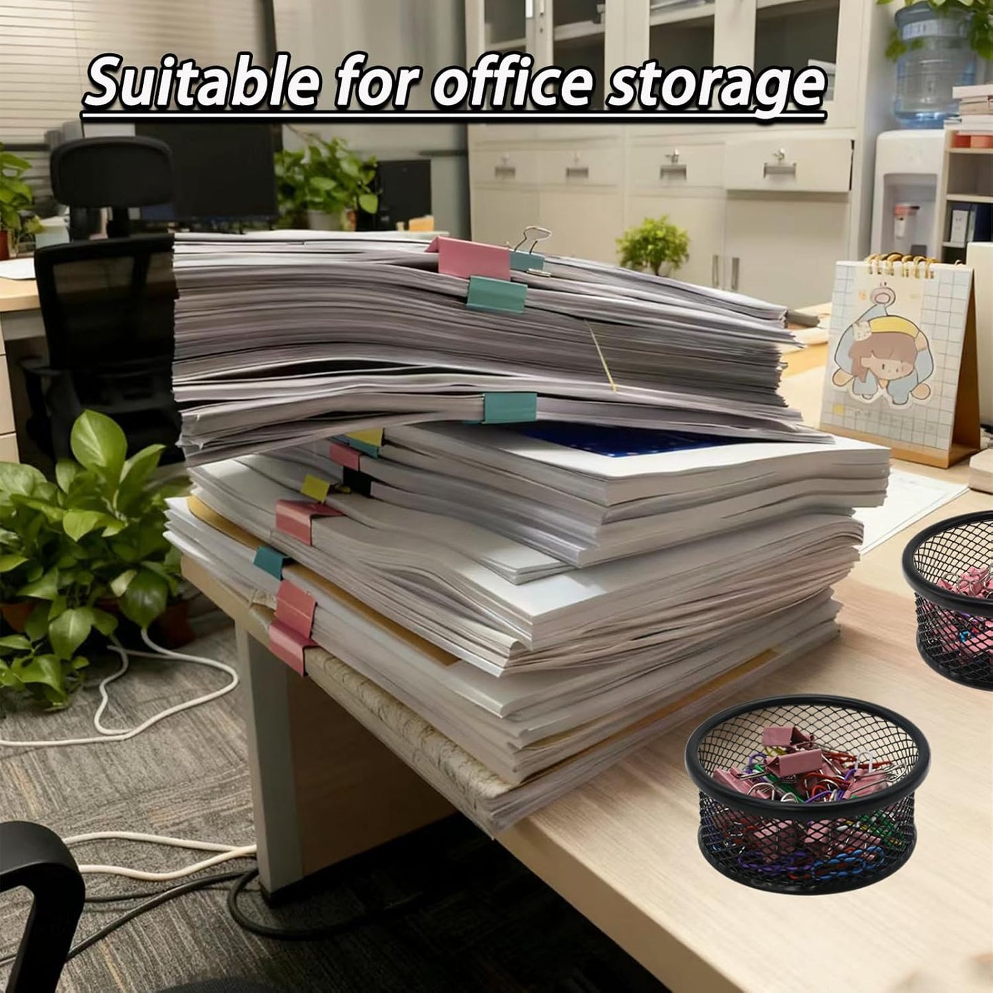 2 Pack Mesh Paper Clip Holder, Paperclip Holder for Desk, Paper Clip Dispenser Organizer