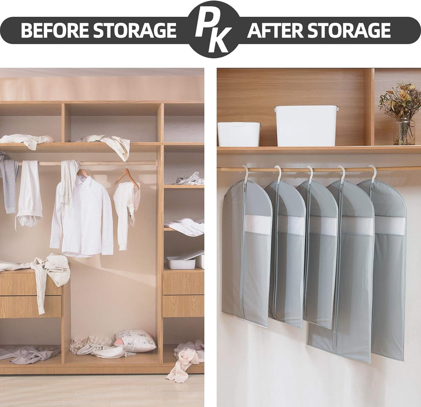 Suit Bags for Closet Storage, 43" Garment Bags for Hanging Clothes(Set of 4, 23.3'' X 43'')