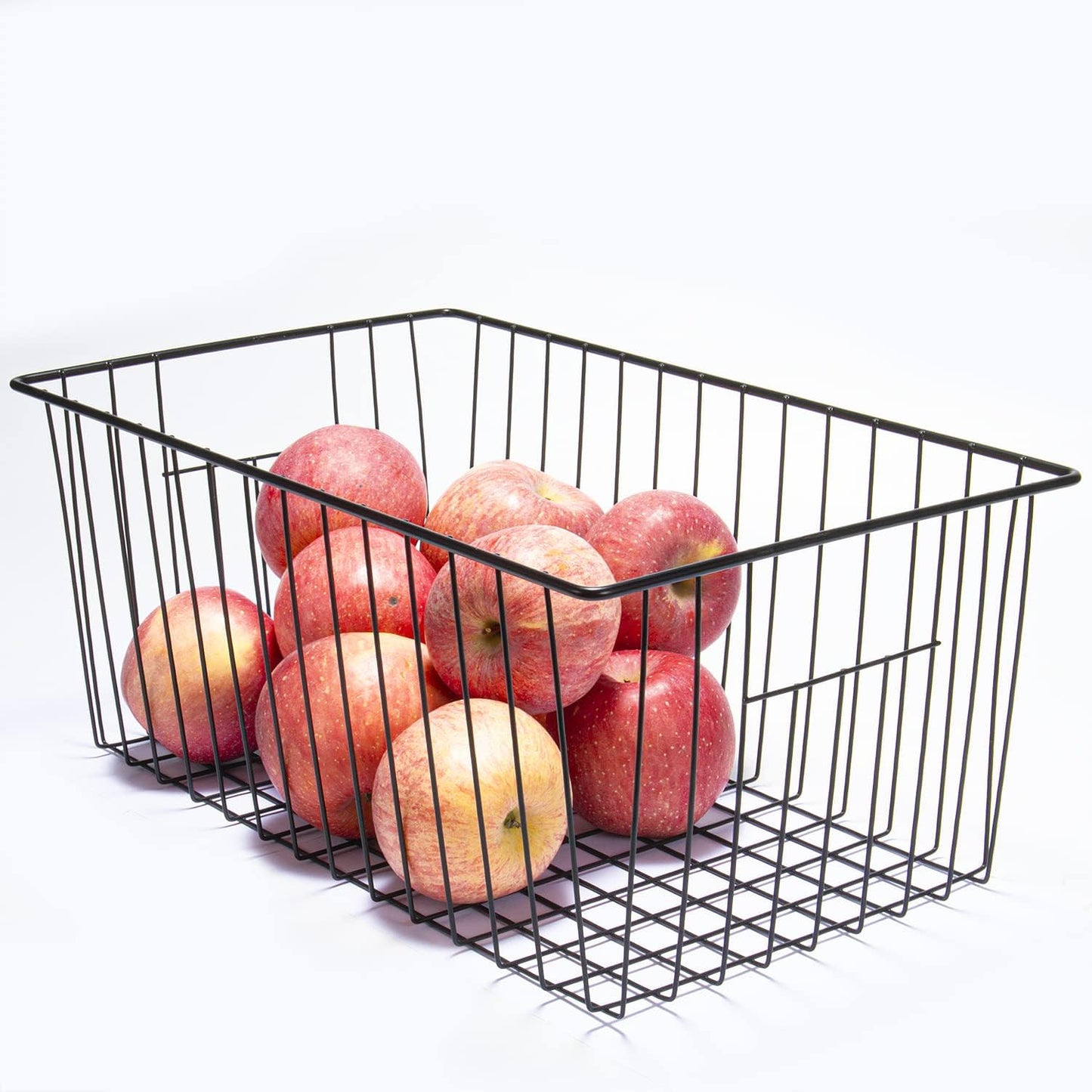 Upright Freezer Organizer Bins, Freezer Baskets for 16, 17, 21 cu.ft Standup Freezer, Wire Storage Baskets with Built-in Handles for Frozen Foods, Snacks, Vegetables, Fruits and More, Set of 6, Black