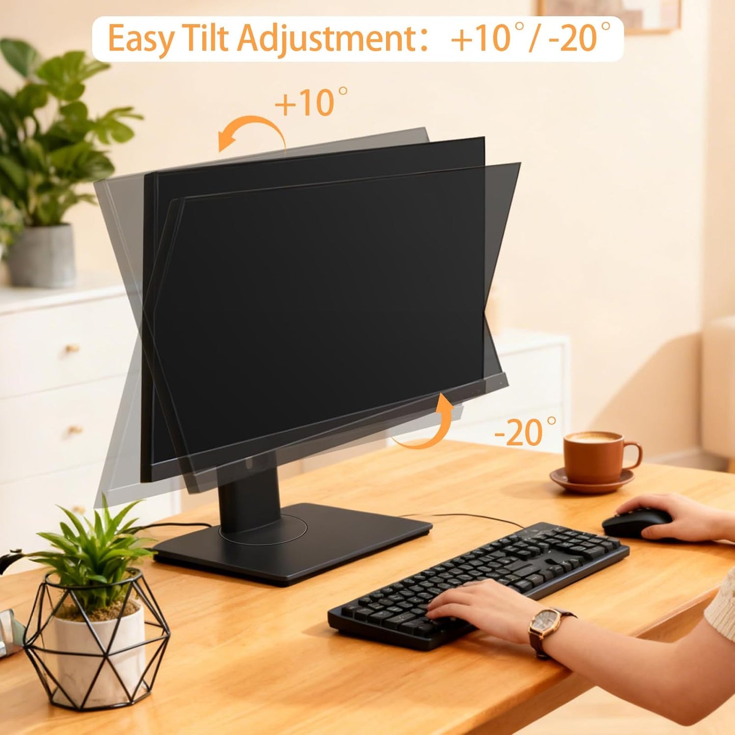 2026 Version Ergonomic VESA Monitor Stand, 150mm Spring Height adjustment,, Tool-Free Base, Swivel, Tilt & Rotation, for 22–26" Monitors, 5.95–7.28 lb, 100x100mm Vesa Mount (5.95~7.28LB)