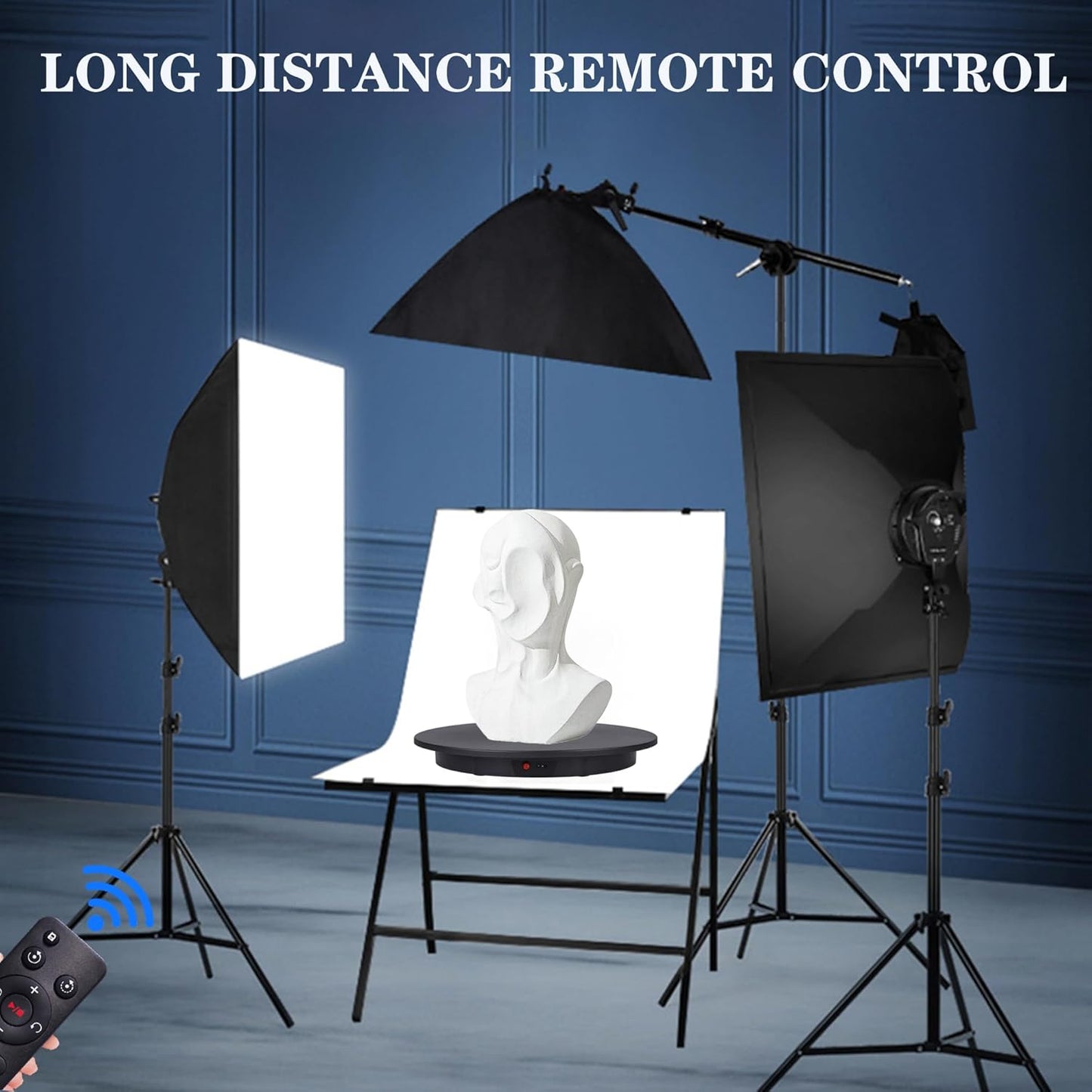 JAYEGT Motorized Rotating Display Stand, 350Lbs Load,360 Degree Electric Rotating Potography Turntable for Products Display,Live Show, Remote Control +5 Colors Backgrounds (Black/16.5inch /Wired)