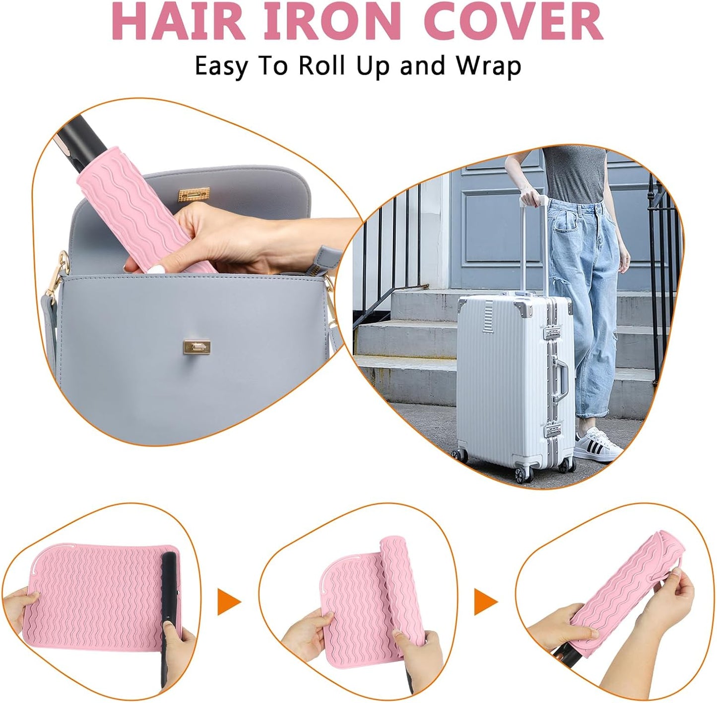Larger Size Silicone Heat Resistant Mat for Curling Irons, Flat Irons, Hair Straightener and Other Hair Styling Tools, Portable Hot Tools Pad Cover for Travel Vanity Salon(12.0" x 9.0")