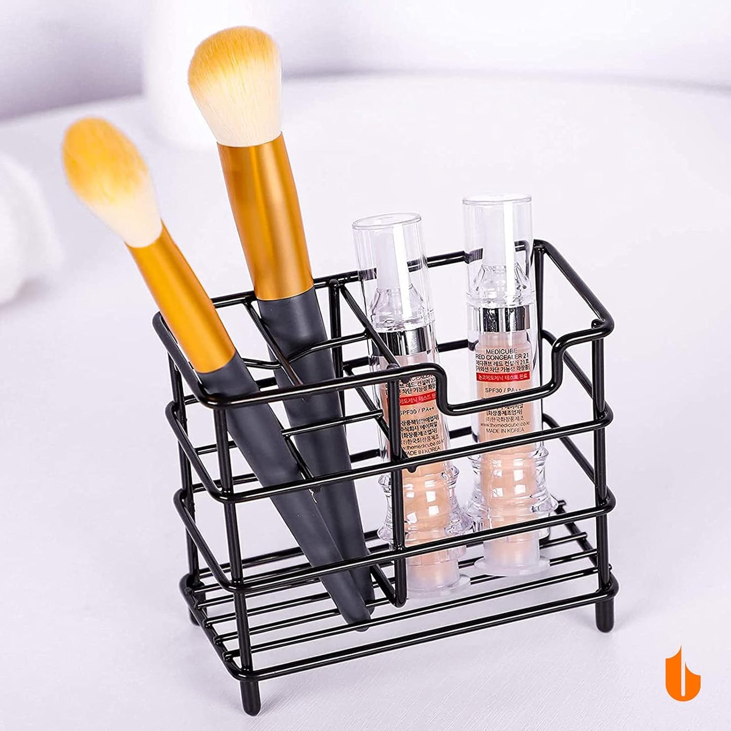Urbanstrive 304 Stainless Steel Bathroom Toothbrush Holder Toothpaste Holder Stand Bathroom Accessories Organizer (Black, Large)