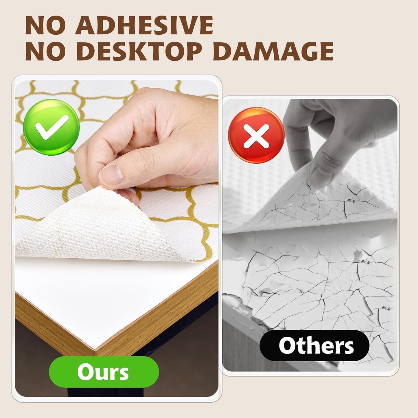 Shelf Liners for Kitchen Cabinets 23in x 30FT Non Adhesive Drawer Liner Gold Quatrefoil Thickened Shelf Liner Paper Strong Non-Slip Easy to Clean for Tool Box Refrigerator with Knife and Tape Measure