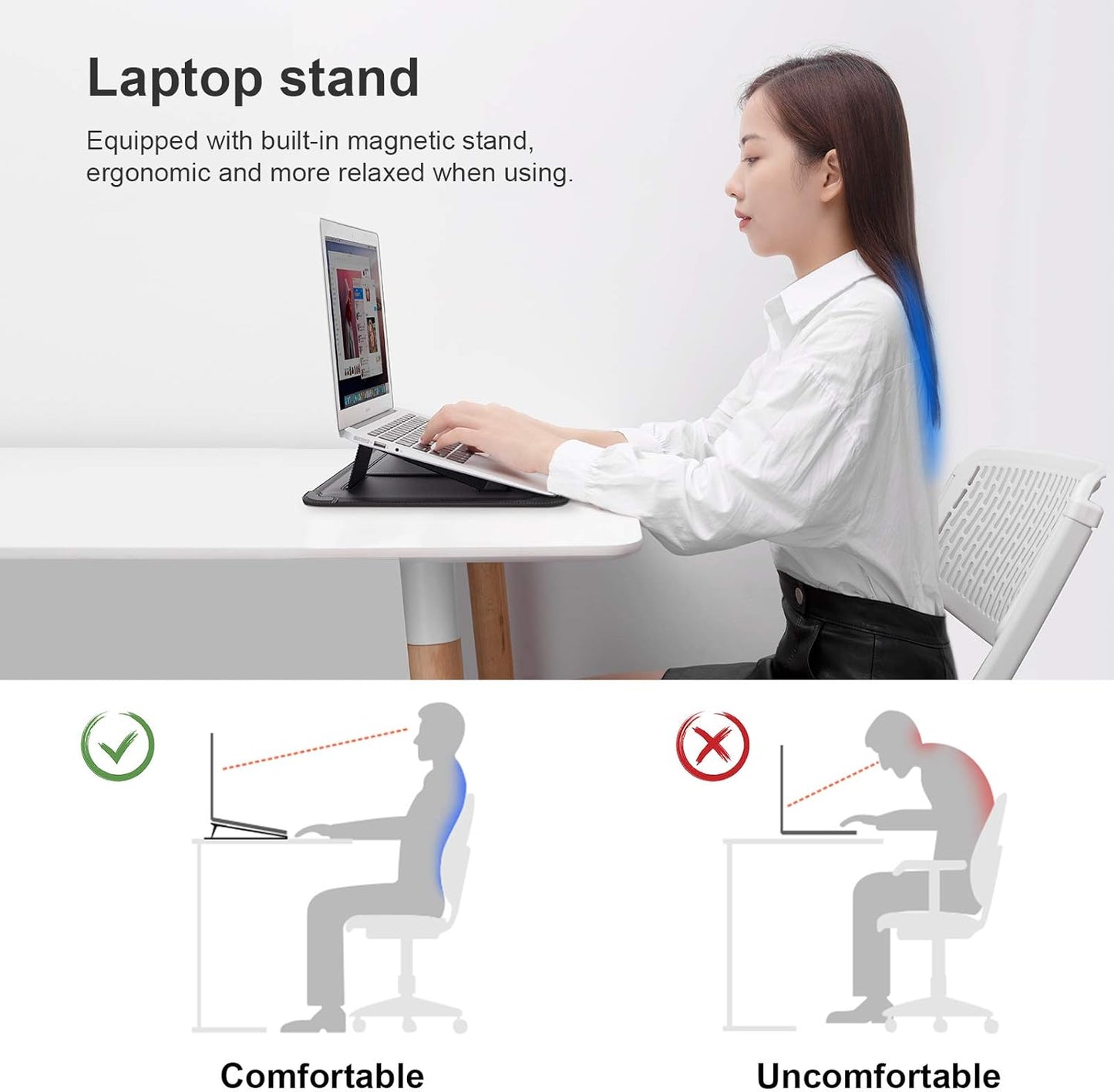 Nillkin Laptop Sleeve 15.6 inch, MacBook Sleeve with Adjustable Stand & Mouse Pad, 2 Stand Modes, 15 inch Laptop Case, Slim MacBook Accessories for Samsung/Surface/Chromebook/HP 13-15.6 inch, Blue