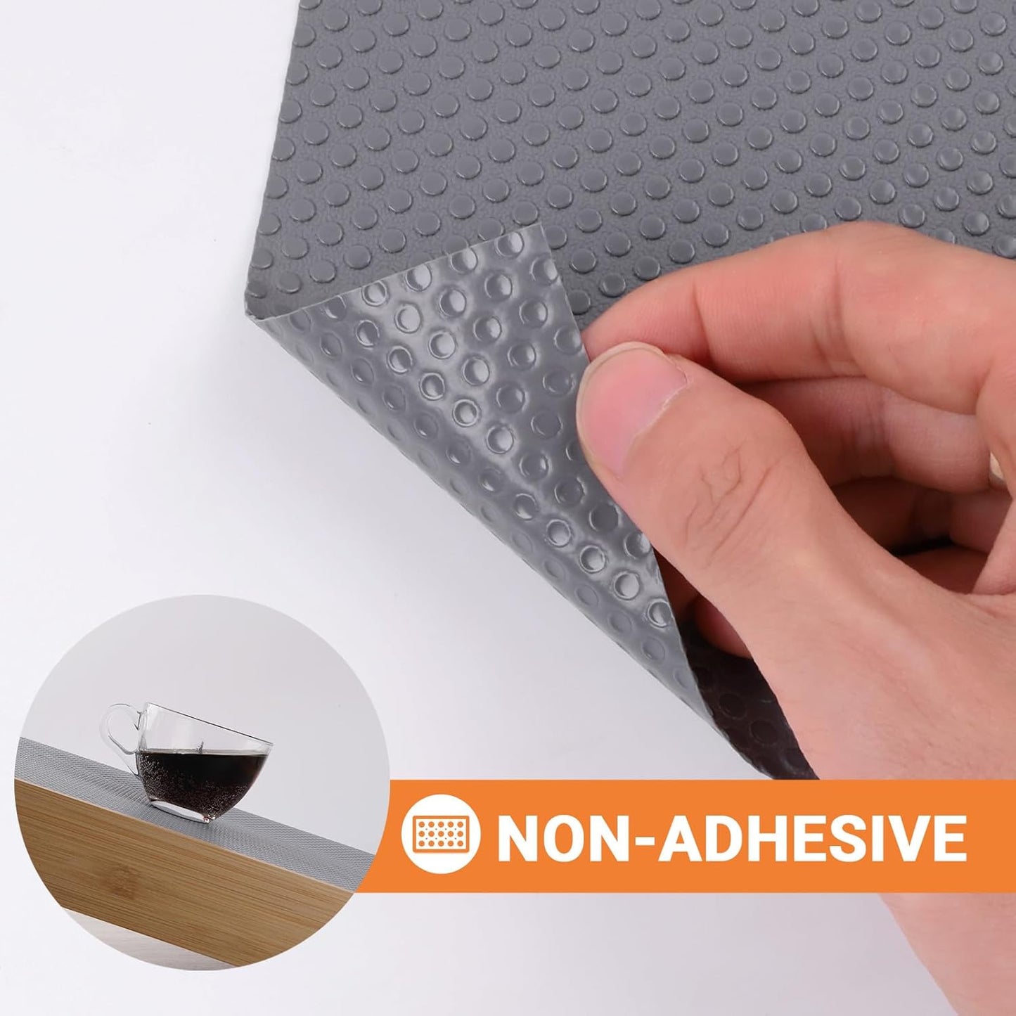 FLPMIX 15-Inch Kitchen Shelf Liners: Waterproof Cabinet Drawer Mats 15 x 240 Inch - Dark Grey Easy to Cut Housewife Pantry Shelving Liner for Cupboard