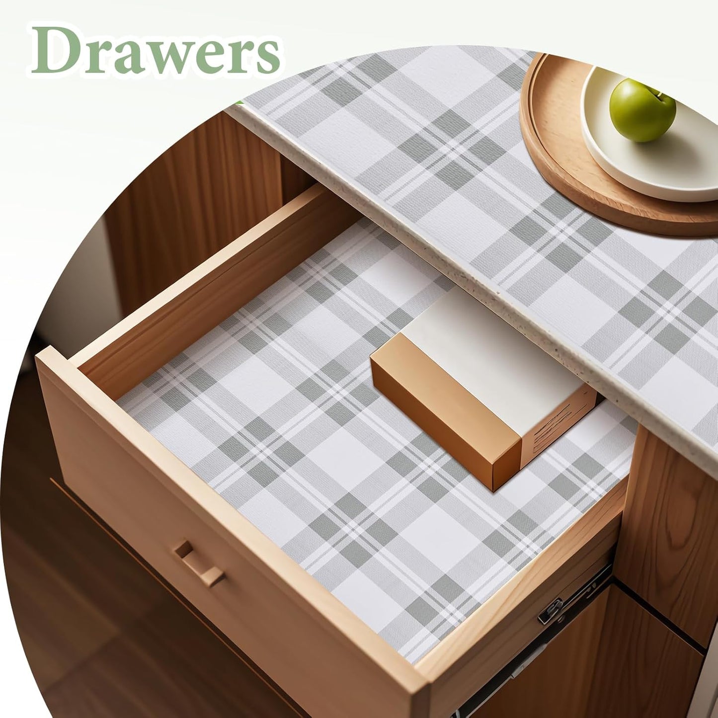 Drawer and Shelf Liner for Kitchen Cabinet: 17 in X 30 Ft Non Slip Waterproof Shelf Paper Non Adhesive Refrigerator Liners Light Grey Lattice Easy Liners for Bathroom