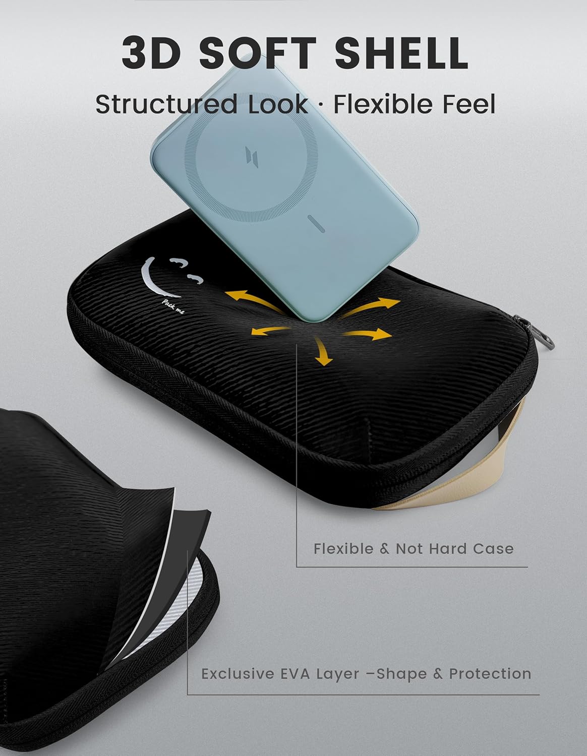Travelkin Travel Cord Organizer, Small Electronic Organizer Travel Case, Cable Organizer Bag For Cords,Chargers Phone, Sd Card,Usbs (Black)
