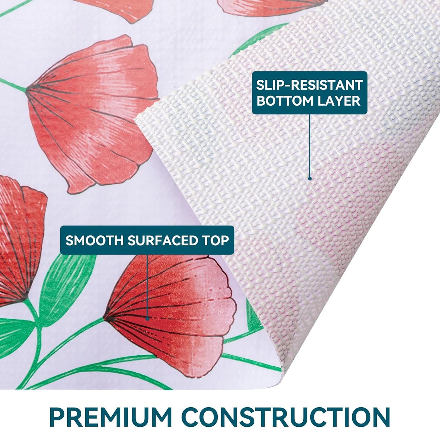 2 Rolls 18" W x 96" L Floral Drawer and Shelf Liner for Cabinets, Non-Adhesive Strong Grip Non-Slip Flower Shelf Cabinet Kitchen Shelf Liners for Kitchen Cabinets