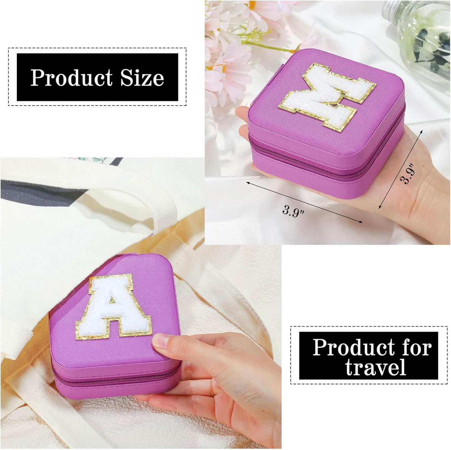 Parima House Warming Gifts New Home - Personalized Jewelry Holder Organizer for Travel | Preppy Purple Stuff & Room Decor for Teen Girls | Travel Jewelry Case - Letter N