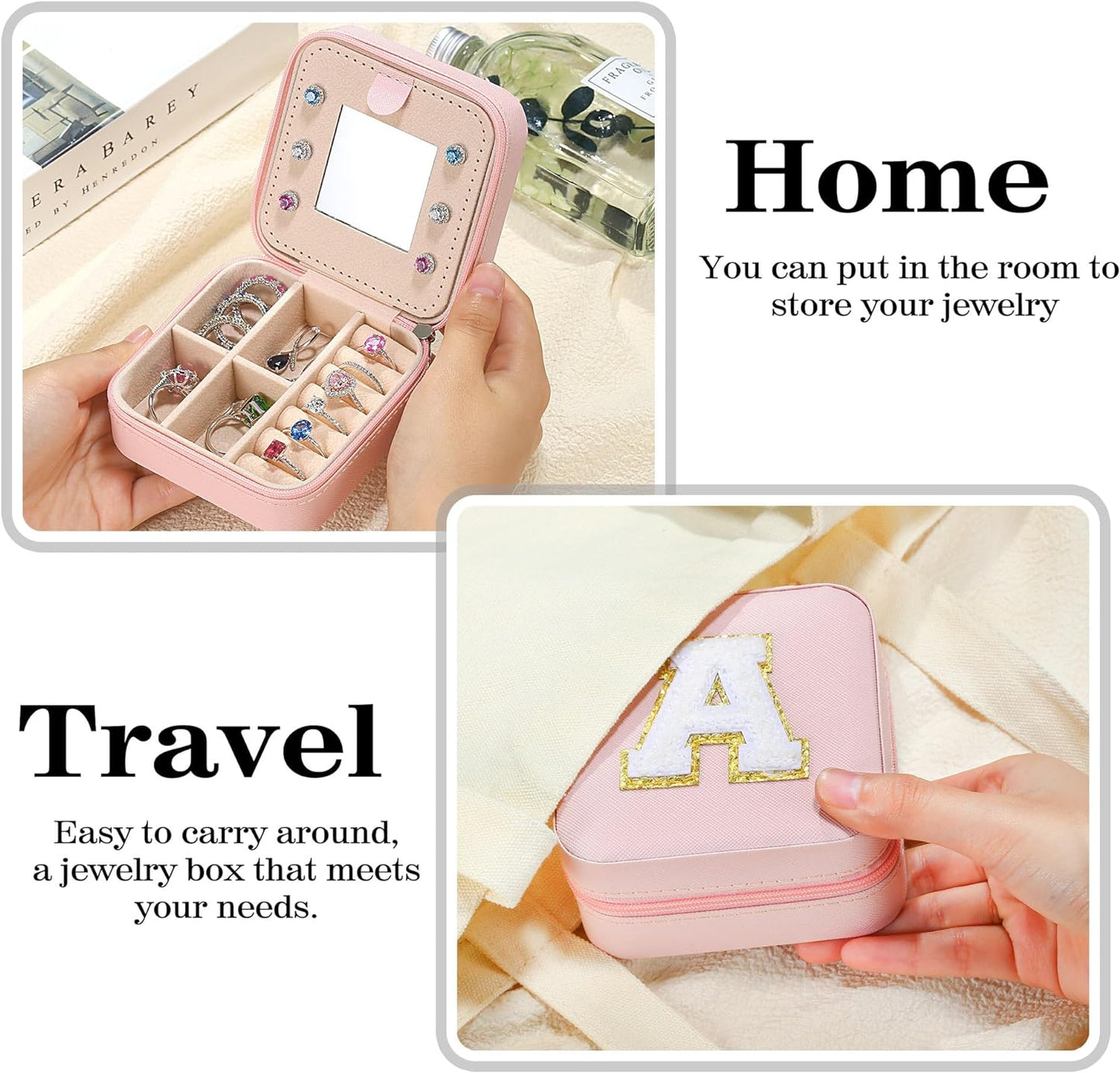 Parima Bridal Shower Gifts for Women, Bridesmaid Proposal Gifts | Wedding Travel Essentials - Small Jewelry Box & Travel Case - Letter S, Pink