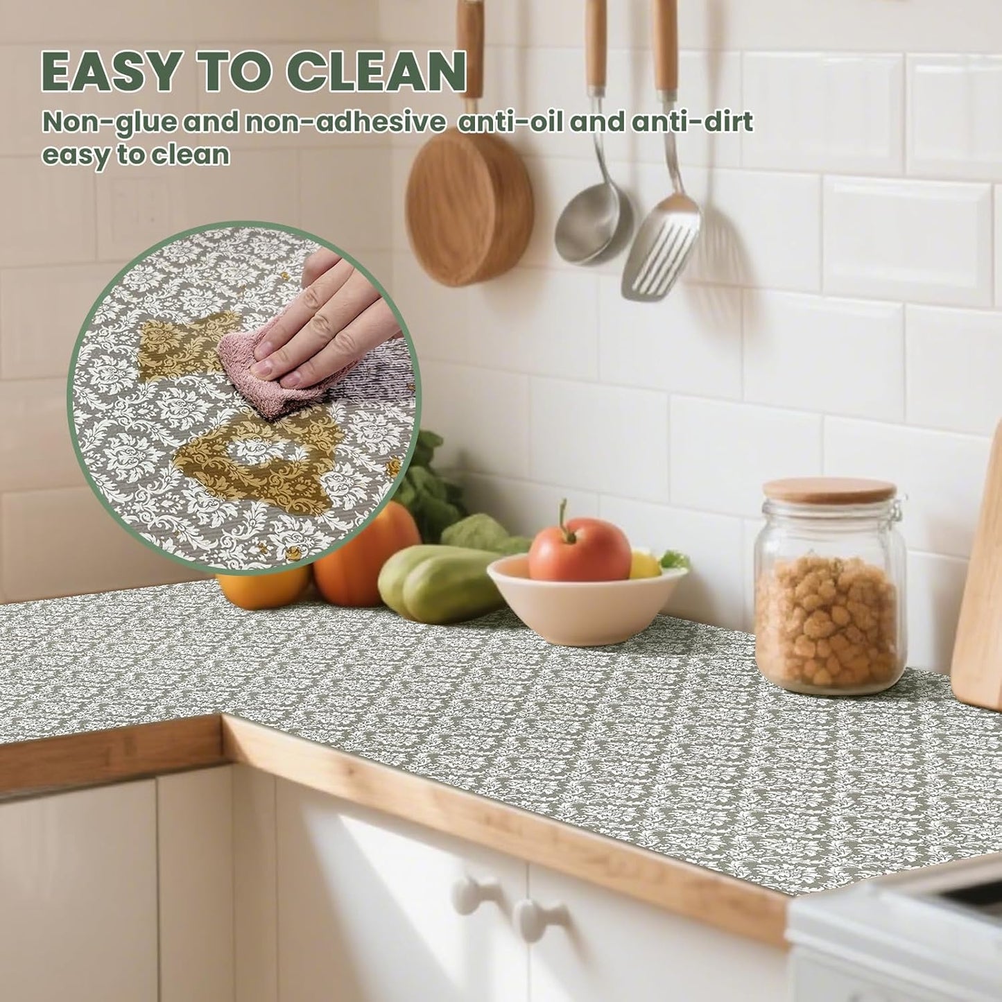 Drawer Liner and Shelf Liner for Kitchen Cabinet Liner Non-Adhesive Non-Slip Shelf Paper, Thick Strong Grip Waterproof Easy to Clean for Shelves, Cupboard, Desks, Baroque Pattern, 12 in x 10 FT