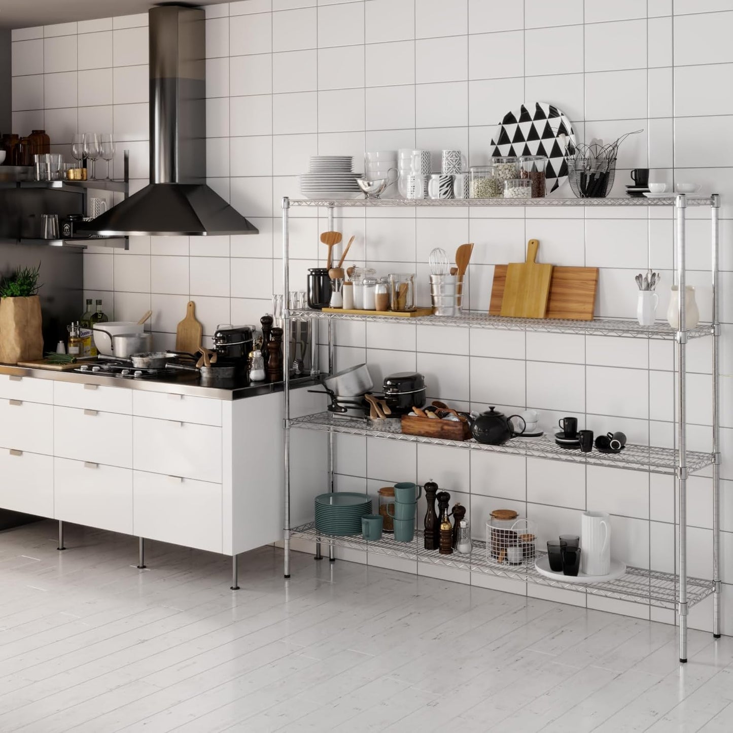 14" Deep x 72" Wide x 64" Height Wire Shelving Kit | 4-Tier | NSF Commercial Storage Rack Unit