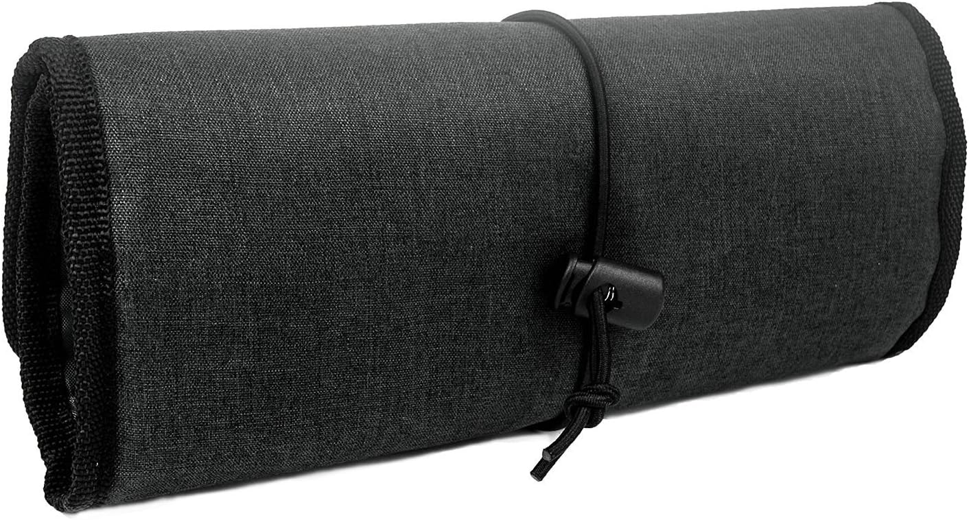 ProCase Electronic Organizer Cord Pouch, Travel Cable Charger Phone Accessories Bag Organizer Roll up Tech Carrying Case for USB Cables SD Memory Cards Earphone Flash Hard Drive –Black
