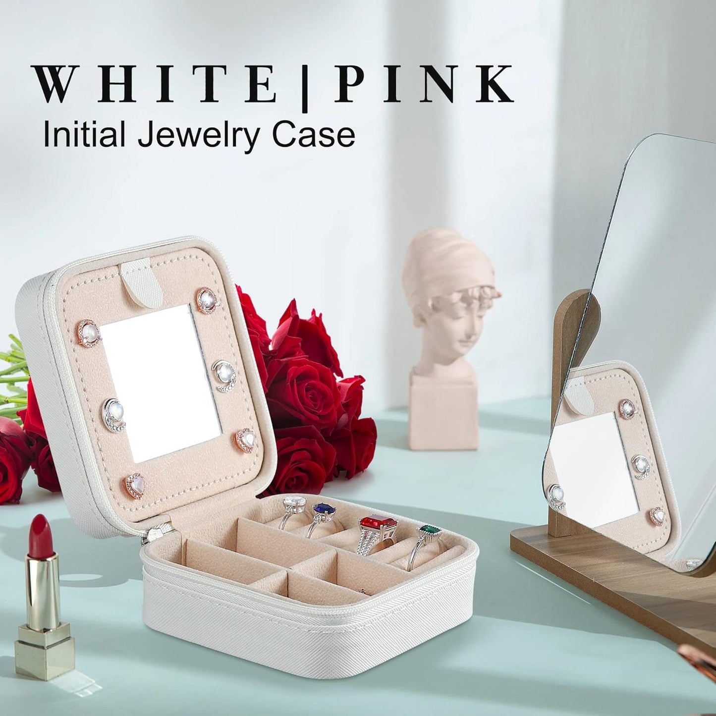 Parima Jewelry Organizer Box - Small Travel Case, Mini Jewelry Boxes for Women - Letter Y, White