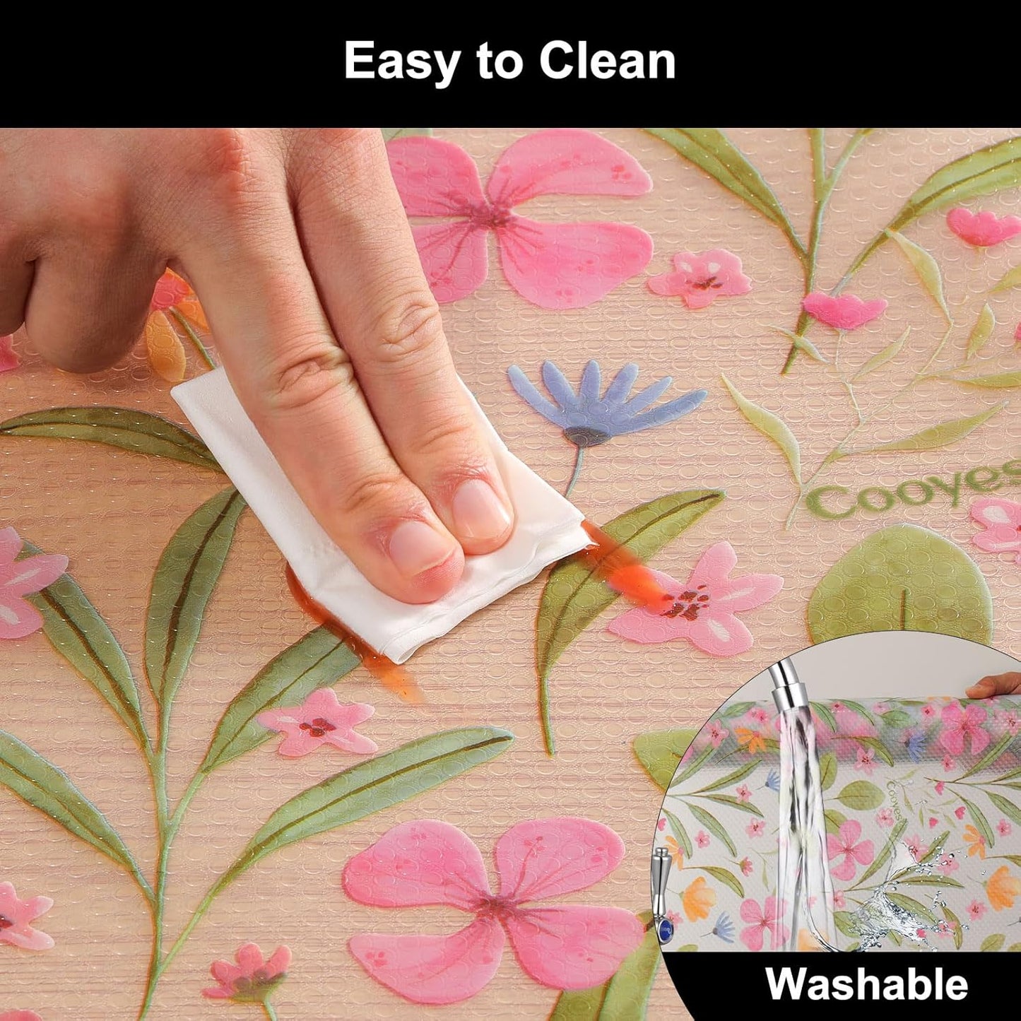 Cooyes Shelf Liner – Premium Non-Adhesive Cabinet & Drawer Liner for Kitchen – Waterproof Shelf Paper with Modern Pattern – Durable EVA Cabinet Mat – Easy to Cut (23.6" W x 360" L)