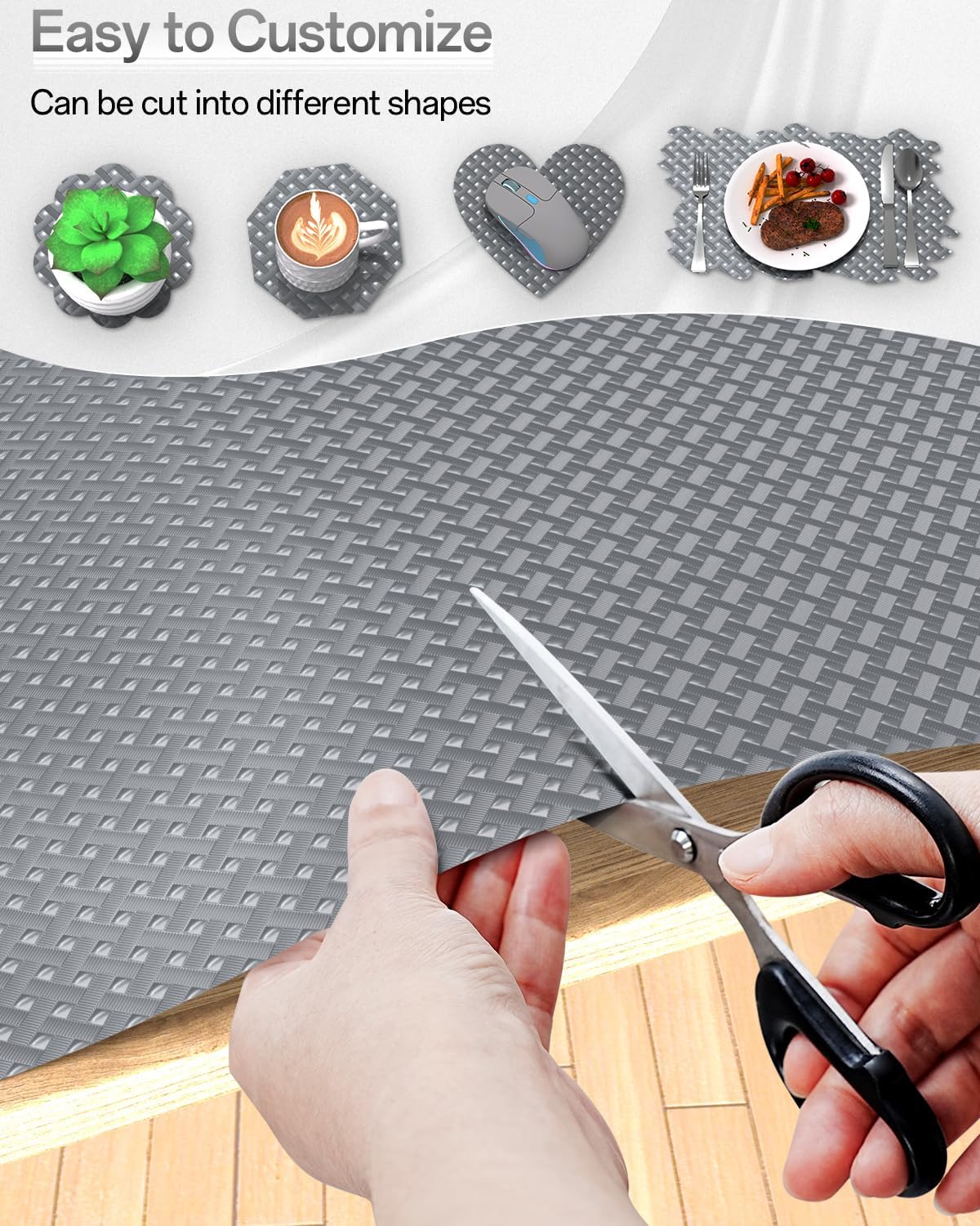 Shelf and Drawer Liner for Kitchen Cabinet, Non-Adhesive 18in x 240in Waterproof Contact Paper Refrigerator Liners Thickened Durable EVA Material Non Slip Mat for Dresser Cupboard Pantry Protector