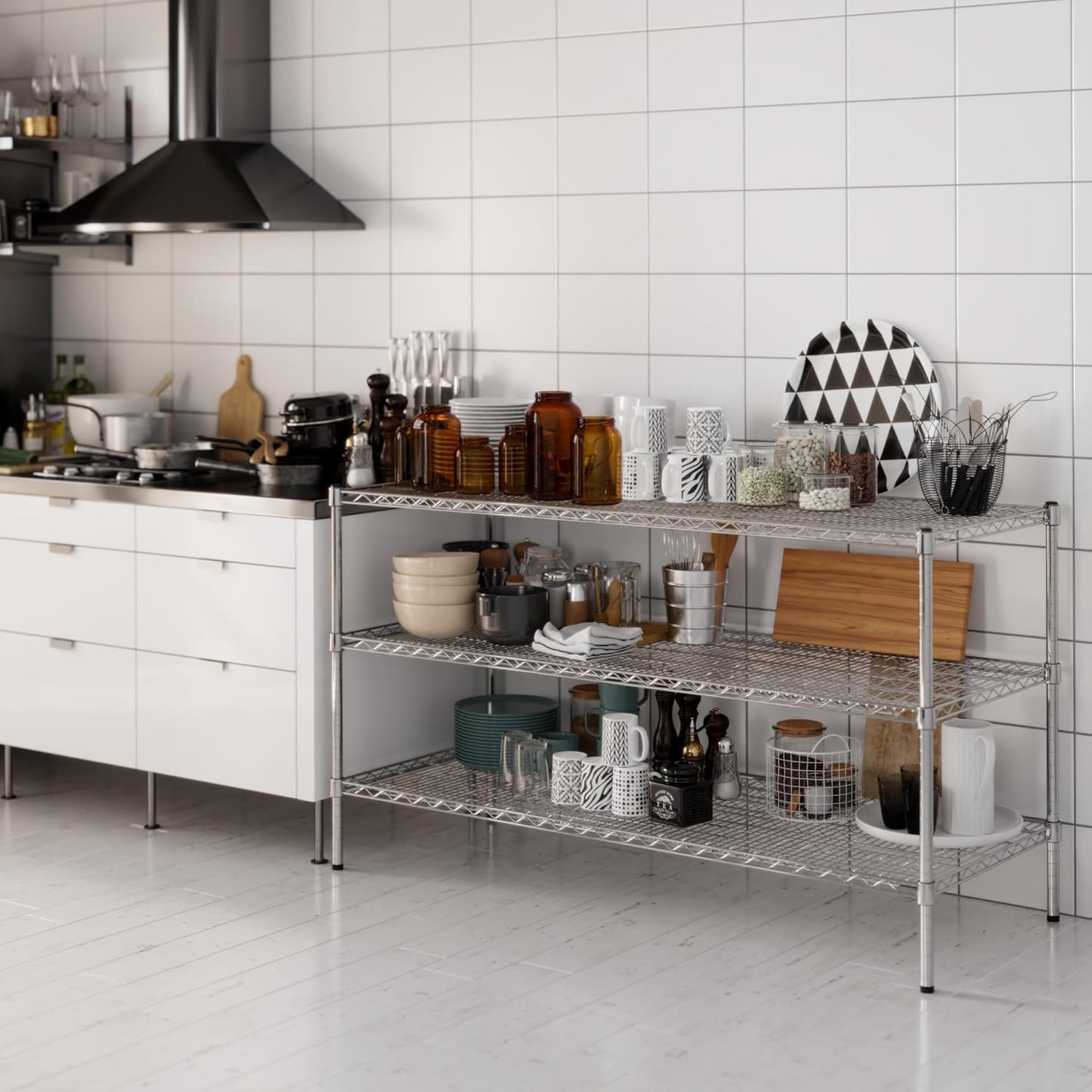 24" Deep x 60" Wide x 34" Height Wire Shelving Kit | 3-Tier | NSF Commercial Storage Rack Unit
