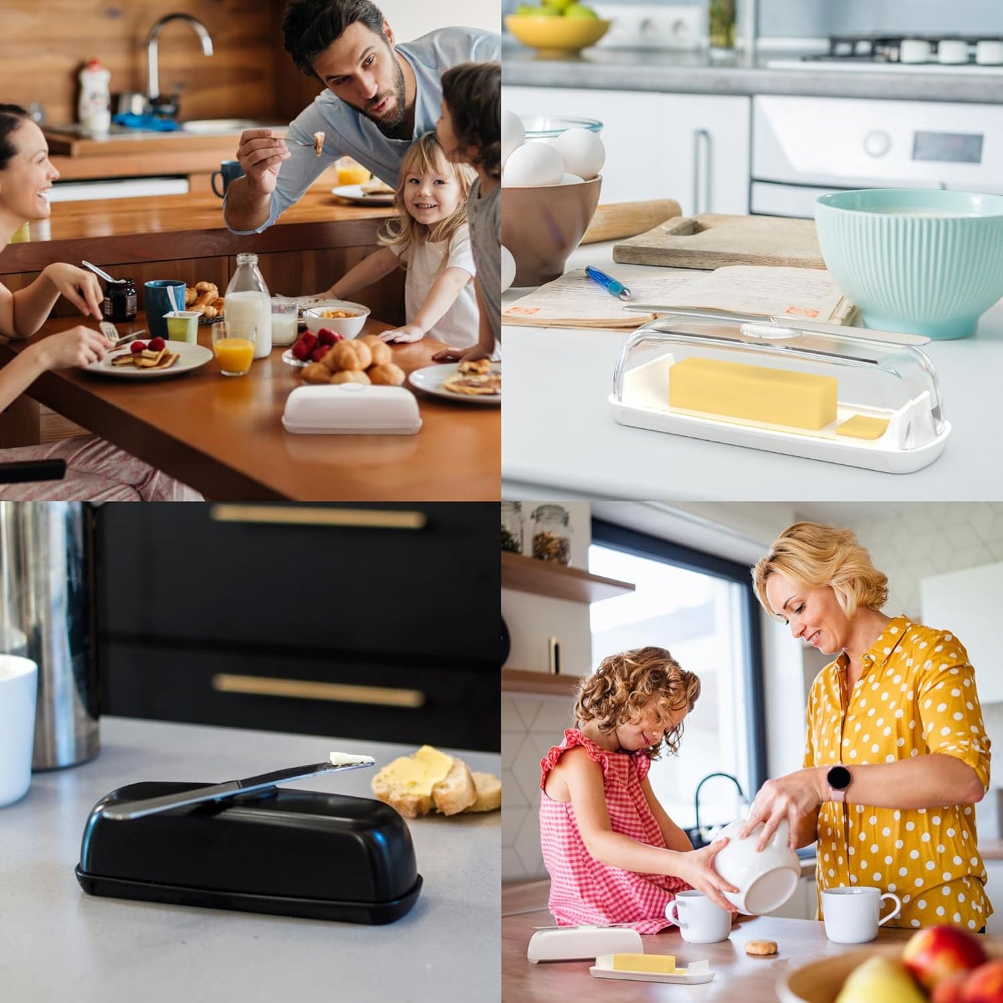 Butter Hub Butter Dish with Lid and Knife, Magnetic Butter Keeper, Easy Scoop, No Mess Lid, Plastic, Dishwasher Safe (Red)