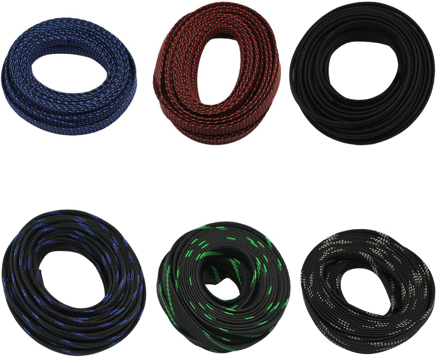 30ft PET Expandable Sleeving Wire Cable Sleeve (3/5", Red&Black)