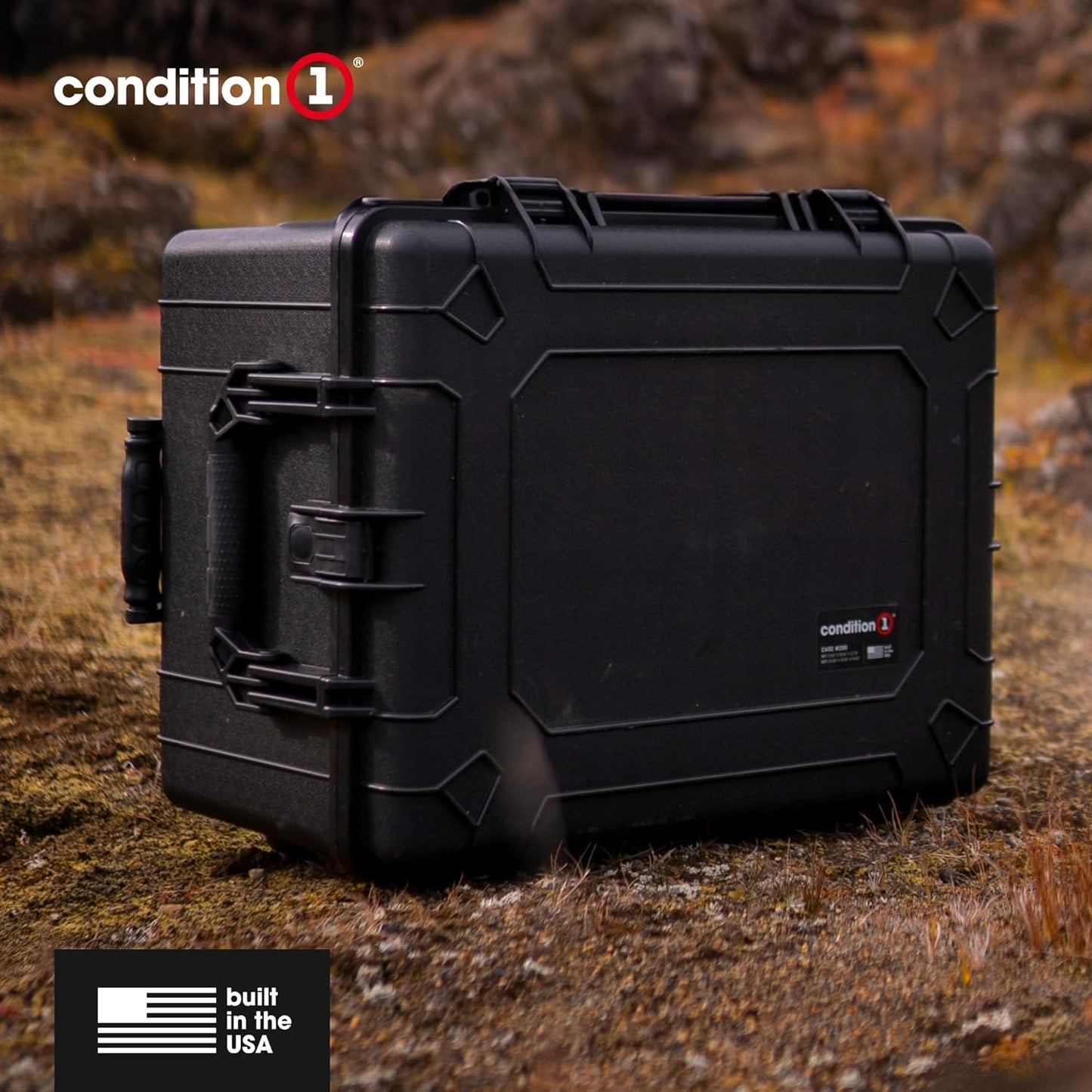 Condition 1 25" Large Rolling Hard Travel Storage Case Model 286 with Wheels and Handle, Waterproof TSA Friendly, Made in USA, 24.58"x19.58"x14.60" Black