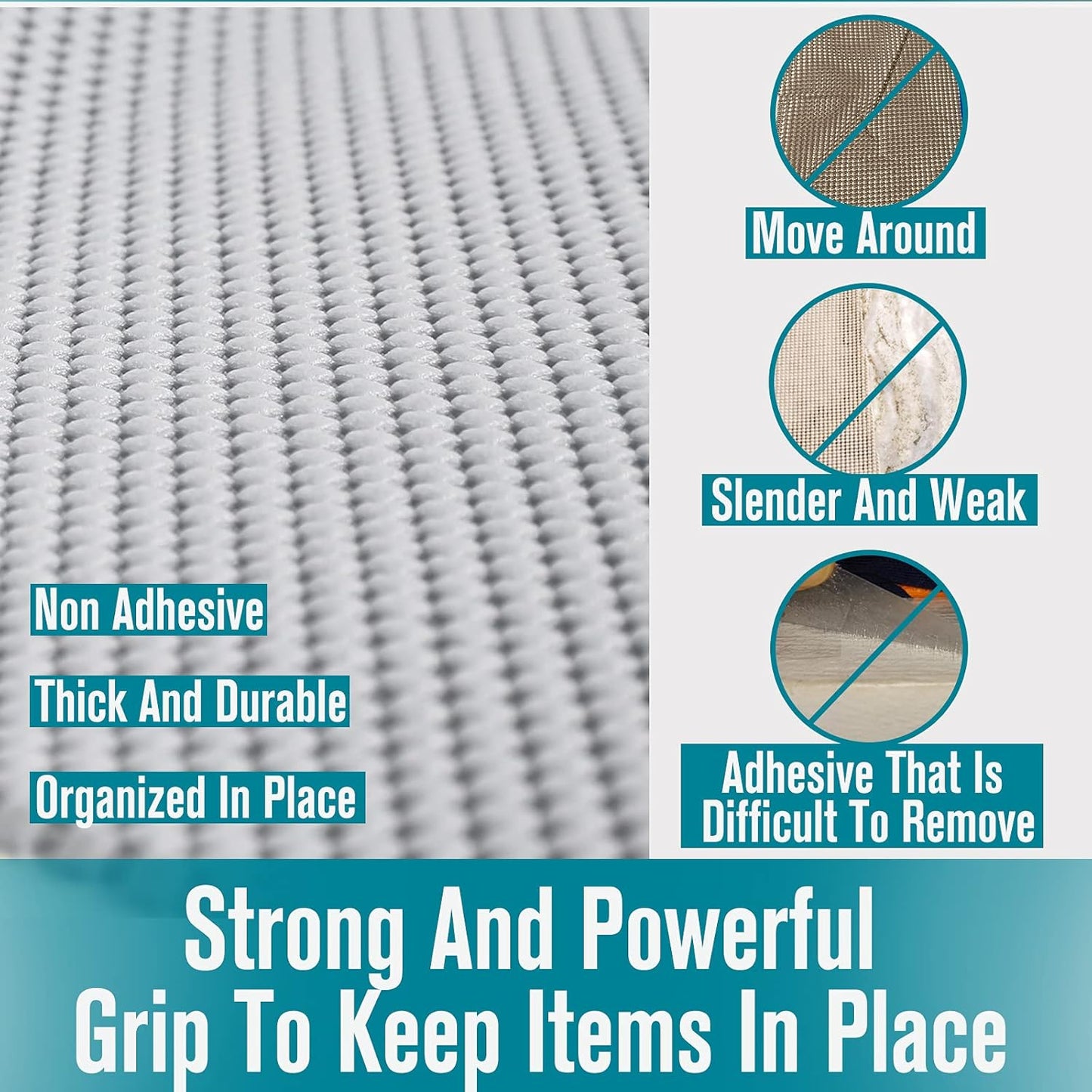 Shelf and Drawer Liner, Non-Adhesive Non Slip and Grip Durable Clean Pad Full Size 17.7 Inches x 20 Feet for Drawers, Shelves, Cabinets, Storage, Kitchen, Desks, Kitchenware, Tableware, White