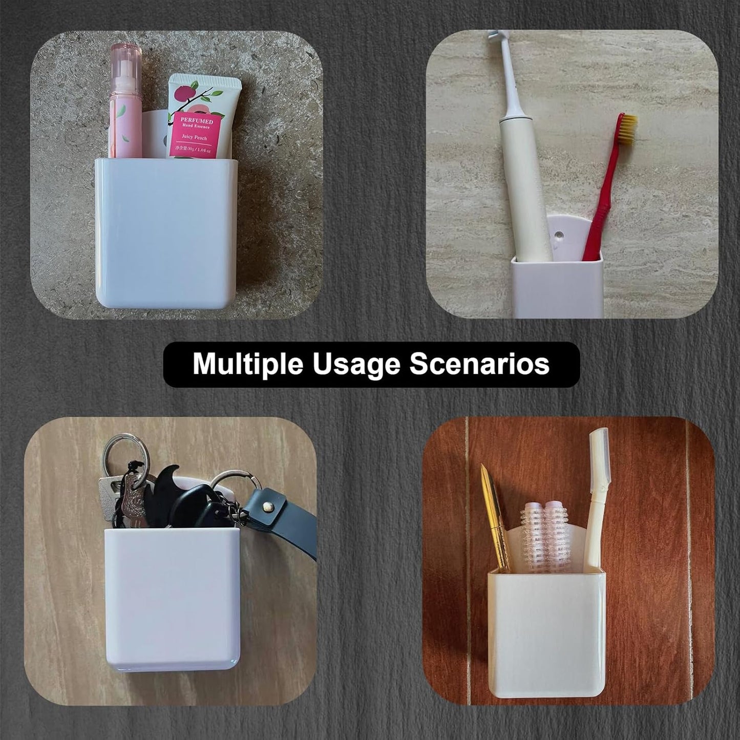 4Pcs Remote Holder Wall Mount, AC TV Remote Control Holder, Self Adhesive & Screws Remote Wall Holder, Wall Mount Box Remote Organizer for Home Office Storage (White)