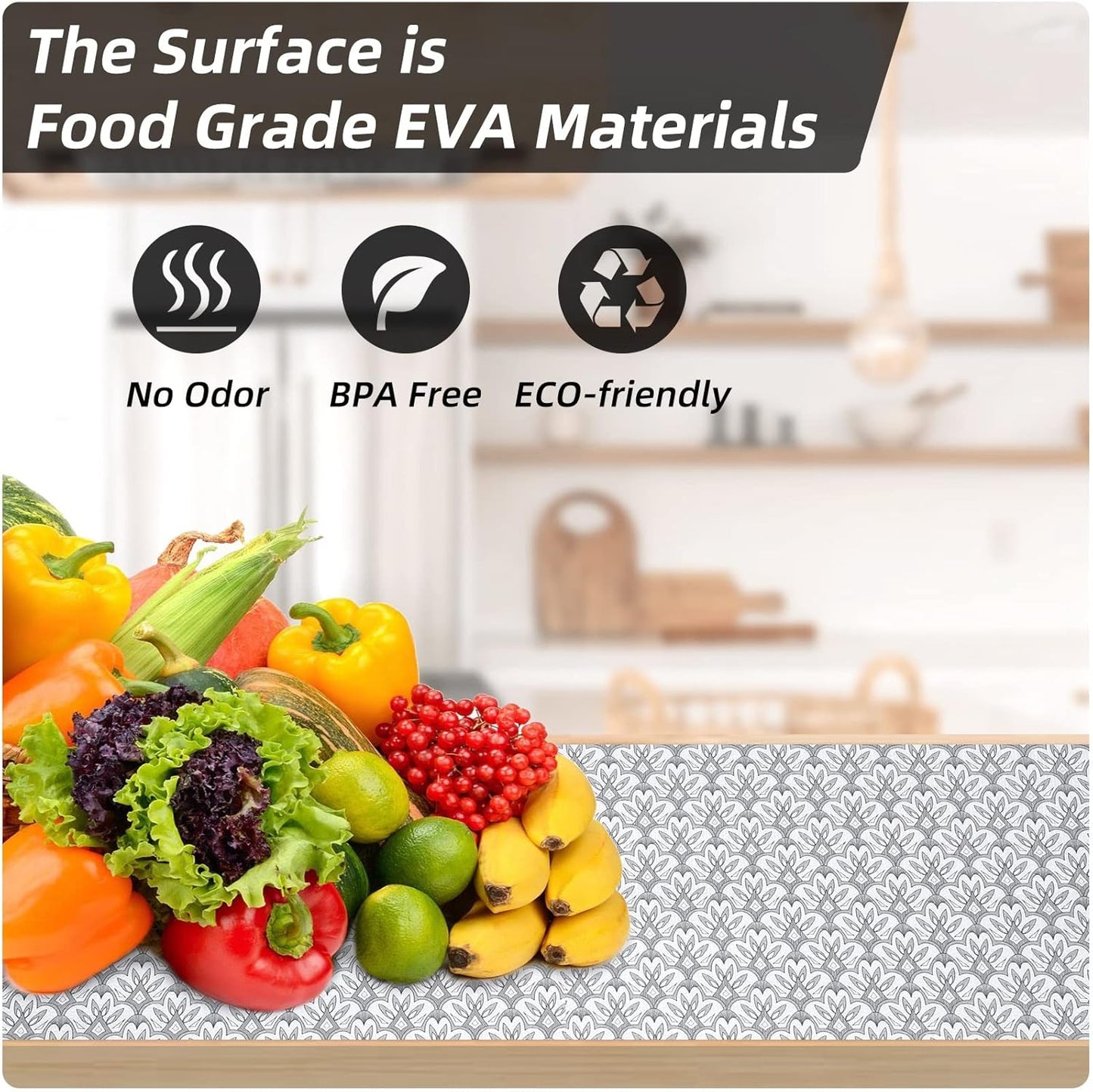 12inx50FT Shelf Liner Non Slip 12 inch Wide, Non Adhesive Drawer Liner, Waterproof Pantry Liner, Cabinet Lining Shelf Liners for Kitchen Cabinets Easy to Trim Wire Shelf Liner